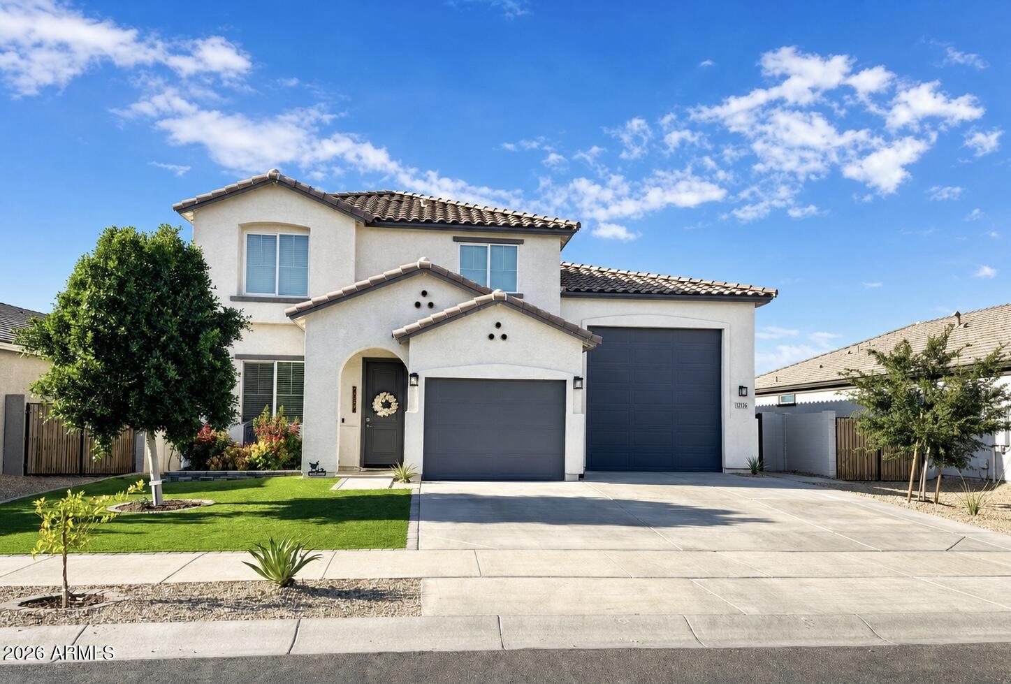 Stunning upgraded RV garage home! Tour this beautiful 5-bedroom home with a chef's kitchen and all appliance's included! Relax into the resort backyard with fully covered patio, beautiful pool with baja shelf and an inground trampoline! Finish upstairs in the master retrat with mountain views and a custom built in closet.