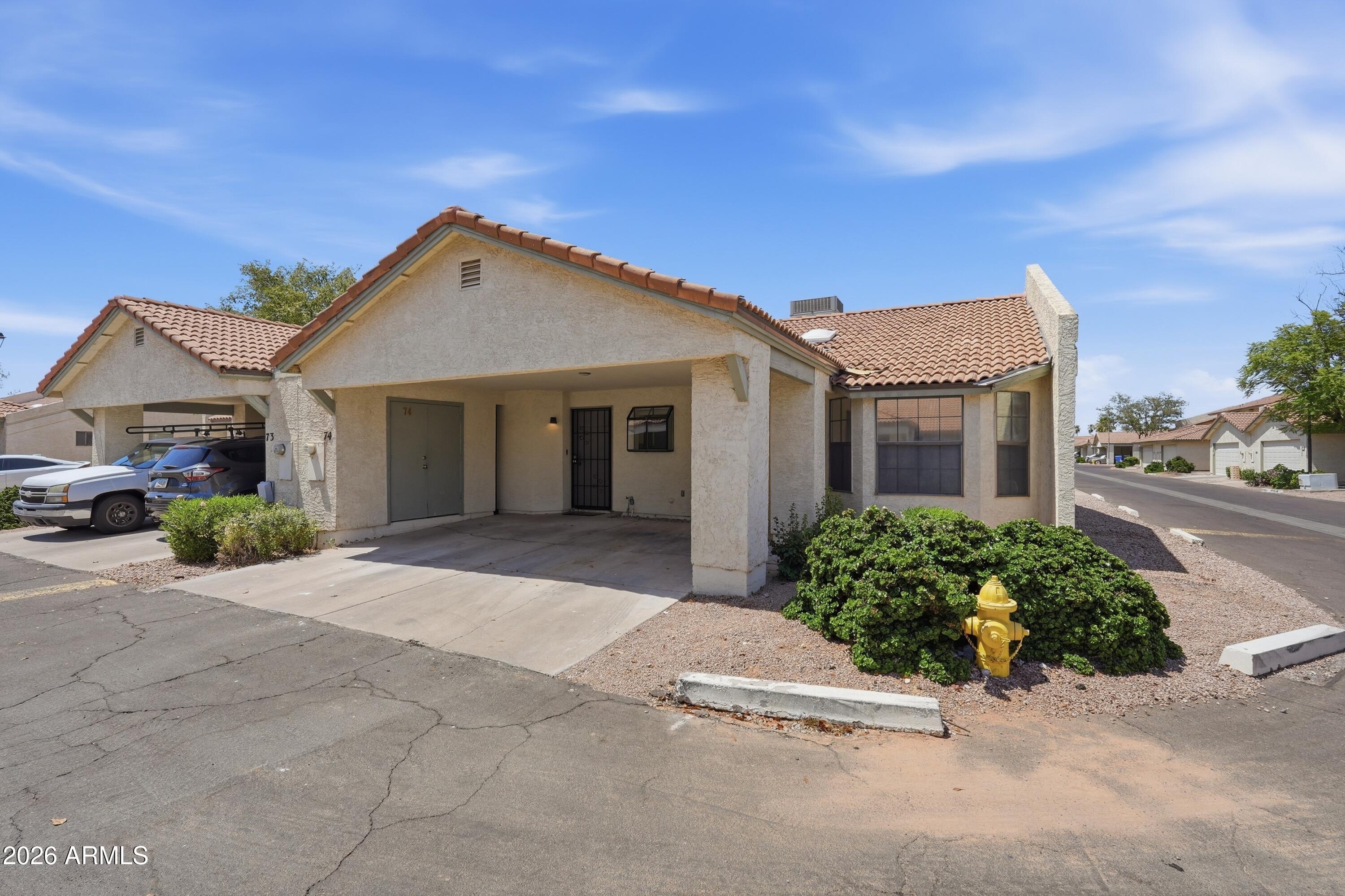 This well-maintained 3-bedroom, 2-bathroom Gilbert townhome has been thoughtfully refreshed and is move-in ready for its next owner, with fresh interior paint in a clean, neutral palette. The kitchen received meaningful updates, including new cabinetry hardware, while the adjacent dining area was elevated with a new designer chandelier. An open floorplan and tall, vaulted ceilings. Located in Gilbert, one of the most desirable communities in the East Valley, this property offers an excellent opportunity for first-time buyers, downsizers, or investors seeking comfort, functionality, and lasting value in a sought-after location.