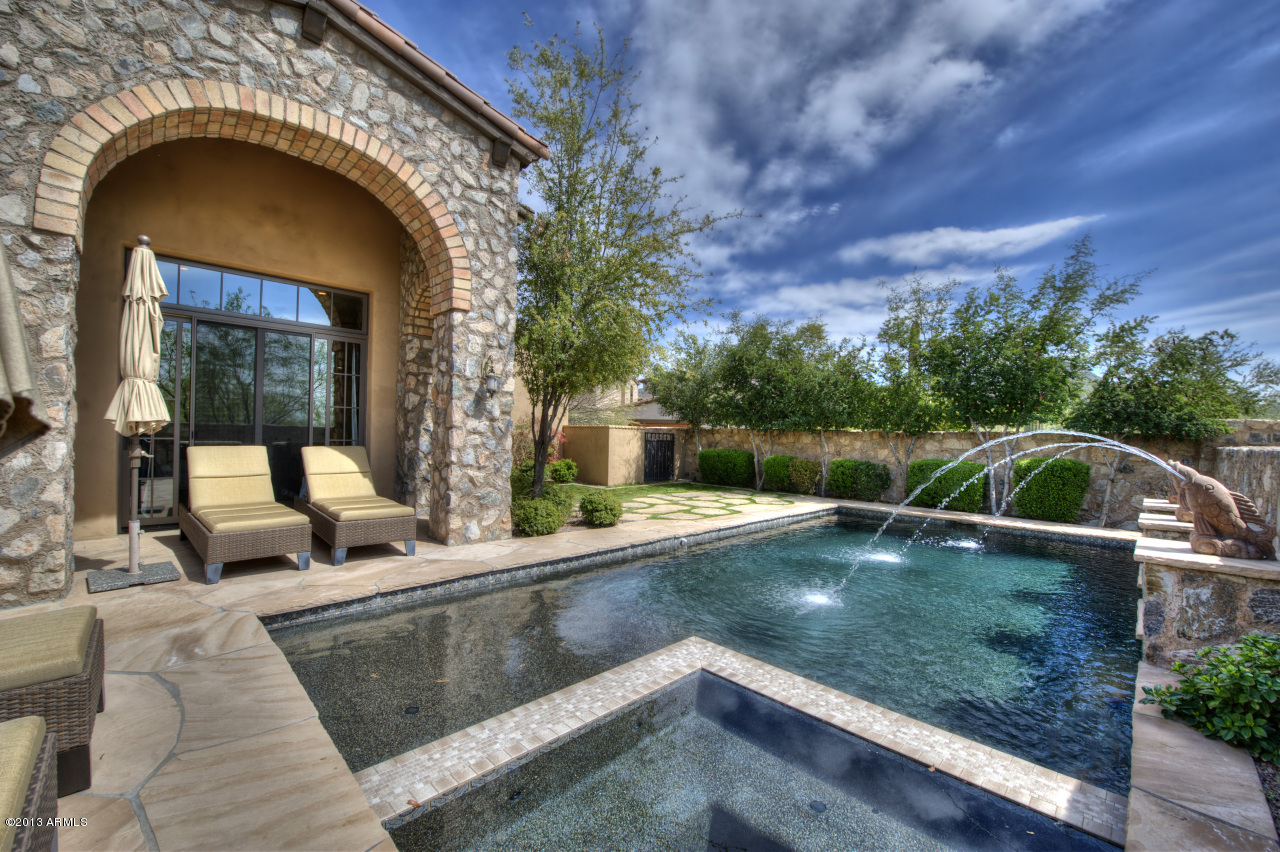 It's all about price, views, privacy and floorplan and this home has it all.  Located in the prestigious Horseshoe Canyon in Silverleaf, the southern exposure is perfect for city views and our Arizona sunshine.  The 4,716 square foot Canyon Villa lives well for families as well as entertaining.  With both multiple indoor gathering spaces and outdoor living spaces, the home has great privacy and areas to support the 5 bedrooms plus office.