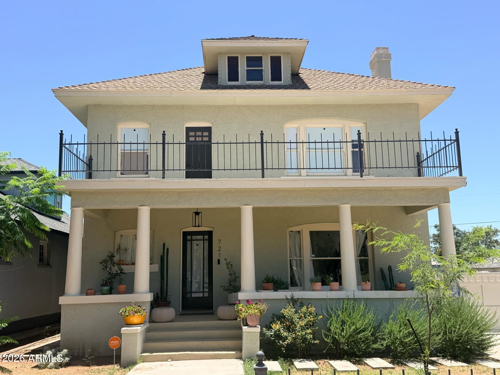 HISTORIC CHARM AND MODERN LUXURY! Front-row seat to Douglas's beloved Castro park. Built in 1905 and thoughtfully renovated, this spacious 4-bedroom, 2.5-bath home offers over 2,800 square feet of natural light-filled living space directly across from Castro Park, where community events, food trucks, green space, and views are just steps from the front porch.

Inside, the home blends character with the updates buyers want today -- high ceilings, large original windows, beautiful natural light, wood and tile flooring, and a tiled fireplace bring warmth and character to the main living spaces. The recently renovated kitchen features quartz countertops, a gas range, center island, custom cabinetry, and a new tile backsplash. The main level also includes a 5th room! The main level also includes a flexible fifth room that can serve as a library, media room, art studio, library, den, office, or additional gathering space.

Upstairs, all four bedrooms are privately situated on the second floor, including a spacious primary bedroom with park views and a walk-in closet designed with two separate sides. The bathrooms have been updated with modern fixtures, including a double vanity and a soaking tub in the second full bath. A second-floor balcony provides beautiful views over Castro Park, while the front porch, shaded back porch, and private fenced backyard extend the living space outdoors.

The home has also seen meaningful system and cosmetic updates, including updated plumbing, updated electrical, central AC throughout, new flush-mounted lighting and fixtures, fresh interior paint, renovated kitchen and baths, and front and back yard beautification to include drip irrigation. The backyard includes green turf and a child playhouse, and the gated driveway has a gated two-car garage.

Located in a beautiful historic neighborhood surrounded by other early 1900s homes, this property is also within walking distance of downtown Douglas, the local library, post office, local restaurants, and the world famous Gadsden Hotel. With its generous size, modern updates, park-front setting, gated parking, and unfinished attic offering future expansion potential, this is a rare opportunity to own one of Douglas's exceptional historic homes!