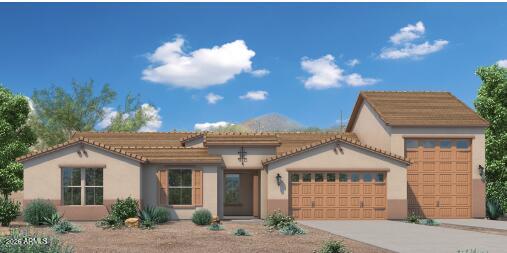 To Be Built.   Single-Story, 3198 sqft on a 1 acre lot with 4 Bedrooms, 2.5 Baths, Four-Car Tandem Garage + RV Garage. The RV Garage is 15' x 50' with at 14' tall door on it. Spacious open kitchen, 42'' cabinets, granite countertop, huge kitchen island, stainless steel appliances, large owners suite! Solancia Ridge features quality new homes on one-acre homesite with attached RV garages, bring all your toys!! Pristine desert surrounding makes Quick access to major freeways and less than 30 minutes from Lake Pleasant!

Seller paid closing costs and rate buydown available with preferred lender VIP Mort. To be built, buyer to select structural options and design options. Pricing will change when this is done. 6-8 months to build.