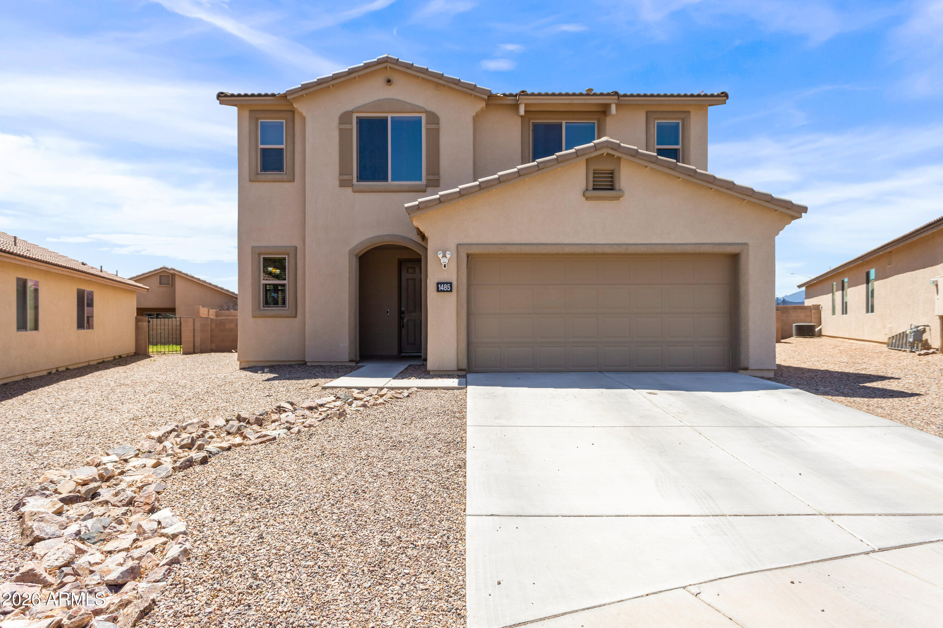 This spacious 4-bedroom, 2.5-bath home offers over 2,400 square feet of comfortable living space on a desirable cul-de-sac lot with beautiful mountain views. This thoughtfully designed 2 story home features an open and inviting floor plan, generous living areas, granite countertops, and plenty of room for both everyday living and entertaining. The oversized primary suite provides a relaxing retreat, while the additional bedrooms offer flexibility for guests, or a home office. Enjoy Arizona's stunning sunsets from the covered patio and take advantage of the convenient location near shopping, dining, schools, and Fort Huachuca. With no HOA, a 2-car garage, and modern finishes throughout, this home combines comfort, space, and value in one exceptional package.