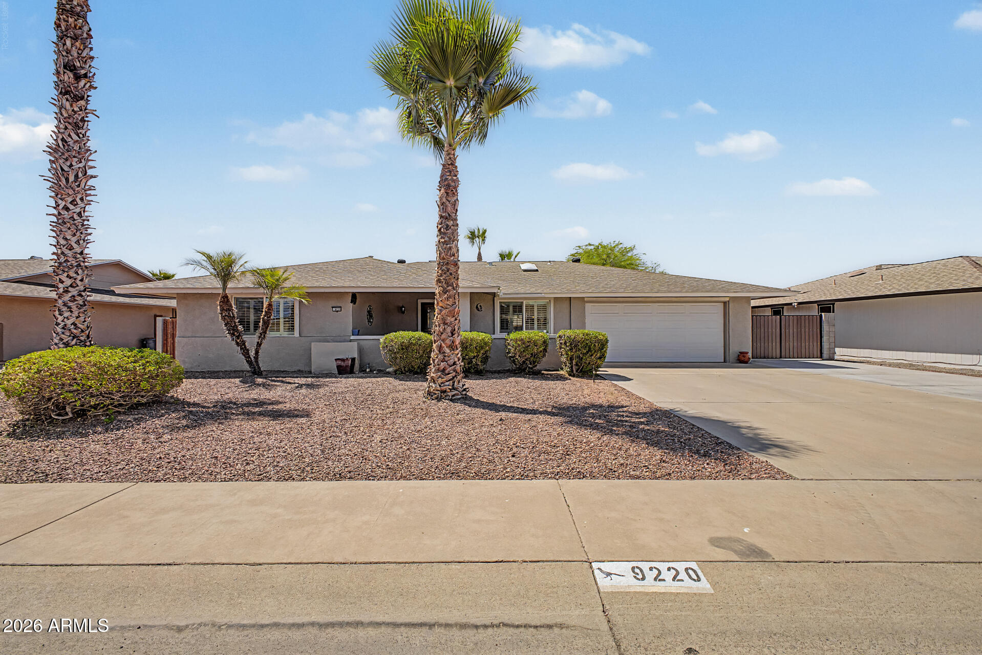 Welcome to this beautifully updated Sun City home! This move-in-ready 2-bedroom, 2-bath residence offers 1,772 sq. ft. of comfortable living space on an oversized cul-de-sac lot of nearly ¼ acre. The updated kitchen features granite countertops, while wood and tile flooring, recessed lighting, plantation shutters, and modernized bathrooms add style throughout. Enjoy the spacious family/great room and oversized primary suite with generous closet space and a built-in vanity. Additional updates include popcorn ceiling removal throughout and a newer roof. The lush backyard features mature landscaping with irrigation, and patio furniture conveys. Enjoy Sun City's pools, spas, golf, fitness centers, tennis courts, clubs, and activities. No HOA! Don't miss this exceptional opportunity. Highlights:

2 Bedrooms | 2 Bathrooms
1,772 Sq. Ft.
Updated Kitchen with Granite Countertops
Wood & Tile Flooring
Large Family/Great Room
Oversized Primary Suite
Updated Bathrooms
Plantation Shutters
Recessed Lighting
Newer Energy Efficient Windows
Popcorn Ceilings Removed
Newer Roof
R44 Insulation upgrade
Extended Driveway with Double Gates
Mature Landscaping with Irrigation
Patio Furniture Conveys
Cul-de-Sac Location
Nearly ¼-Acre Lot