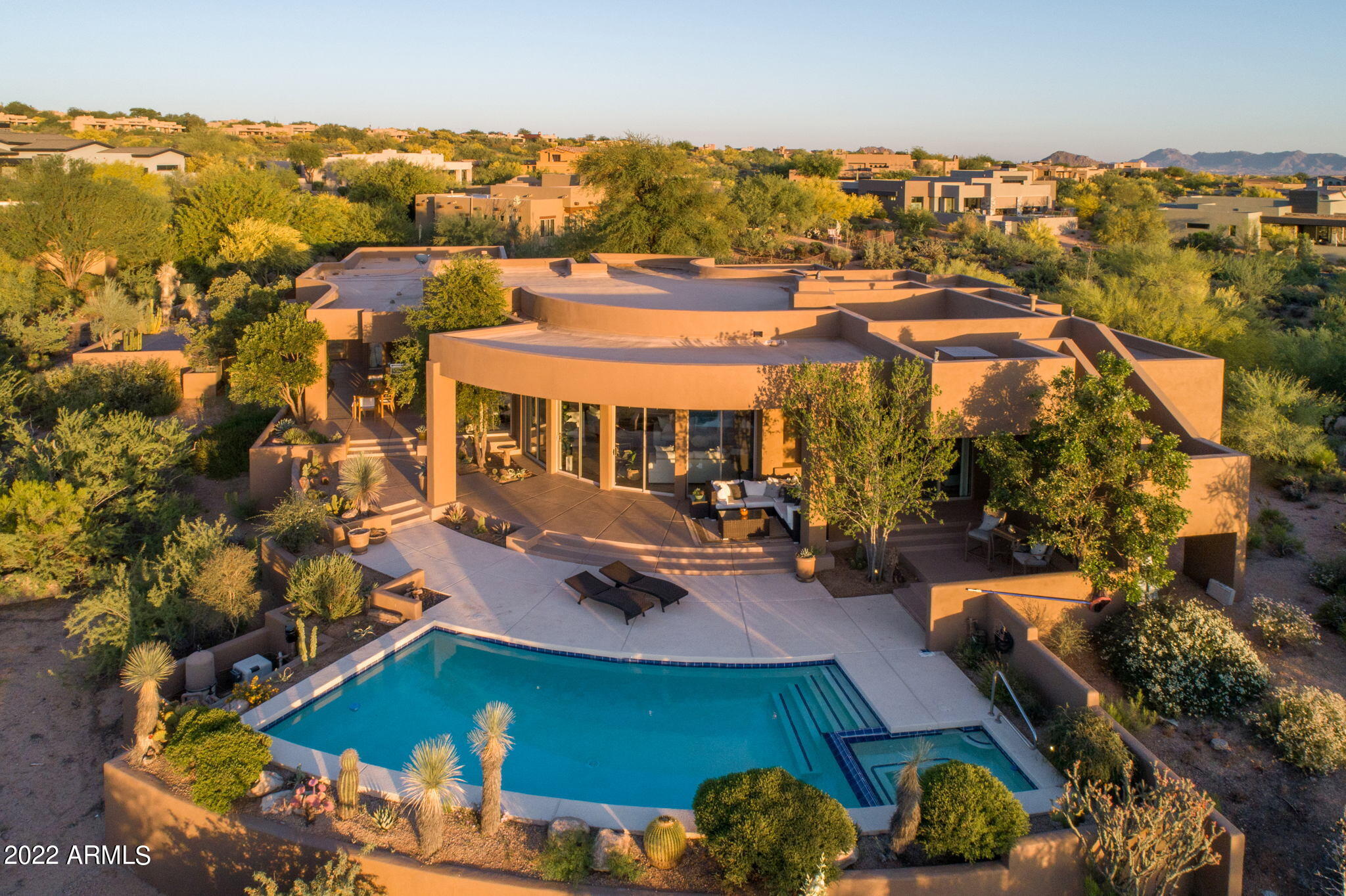 Fabulous contemporary remodel in the award winning Desert Mountain community. Located in Grey Fox Village, on a private preserve setting, overlooking  lush desert foliage and year-round sunsets. Stunning open great room plan, with floor to ceiling bank of windows to blend natural light and desert views with the interior spaces. Chef's kitchen beautifully reimagined.  Master retreat boasts modern fireplace and luxury bath.All new wood and porcelain tile floors throughout.  3 beautiful ensuite bedrooms and baths. 4th BR /casita has large sitting room and separate entrance. Wrap around resort patio features built in BBQ, pool and spa. Designer furniture is available on a separate bill of sale.