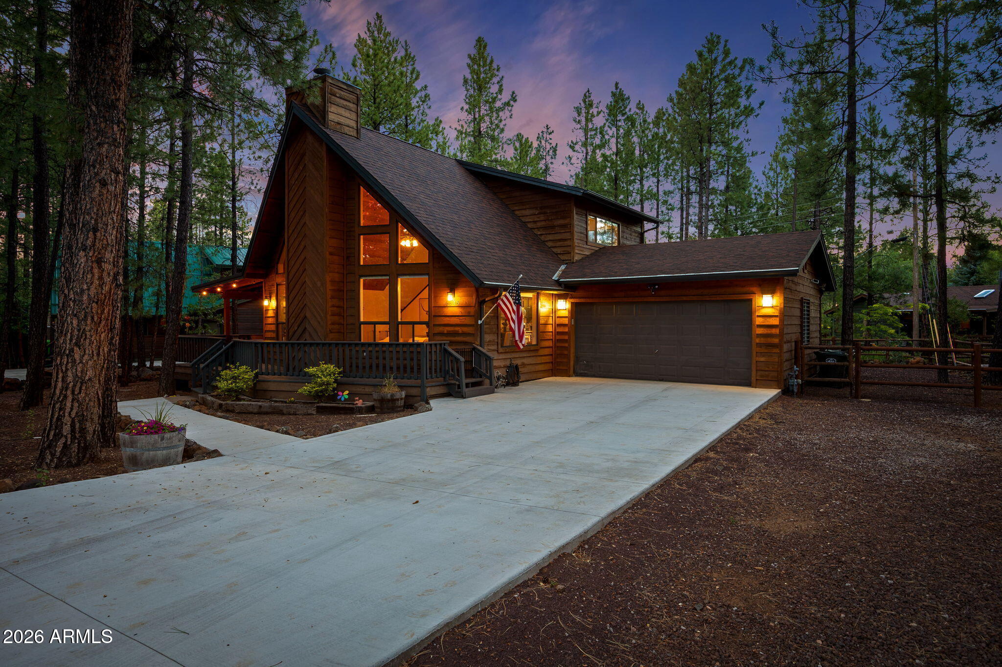 This gorgeous chalet style cabin has beauty and Warmth from the moment you open the Door,Rock Fire Place w/Gas,Teakwood floor !!  Open Loft, 4 Bedroom's 3 bath. kitchen and Bath's Room's offer Granite Counter Top's  ,Large Laundry + Storage ( ENERGY STAR EQUIPMENT ) Ceilling Fan's . Cabin Over 2000 Square Feet 
 1st Outside Deck where you can Surround Yourself in the tall pines and fresh crisp air. Deck 2 off Primary Bedroom. 
New Cement Slab and Side Walk 2026 .
Outside Water System .