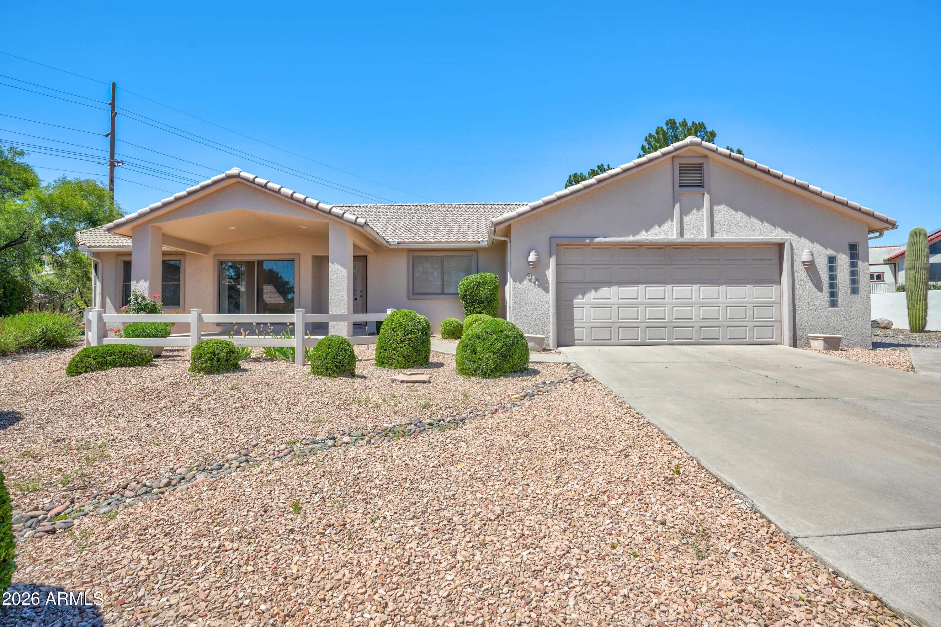 ATTRACTIVE HOME in a quiet desireable neighborhood is well built & VALUE PRICED. Split 3/2. Roof replaced in 2017. Stunningly beautiful kitchen granite counter tops upgraded in 2022. Oversized garage with new paint 2026. All appliances working. Screened porch w/nat gas. Seperate office/game room or personal gym. Bathroom upgrades in 2022- new toilets. New flooring added about 2018. Shed in the backyard is block & has electricty. A/C unit inspected/serviced 2024. Exterior paint is in excellent condition. Front yard is landscaped. City water, septic, and natural gas. Distant views of Sedona red rocks. Within 2 miles is a park, banking, grocery stores, gas station, hardware, biking trails. This home is an EASY DECISION! Enjoy the beauty of high desert living and the comfort of your new home.
