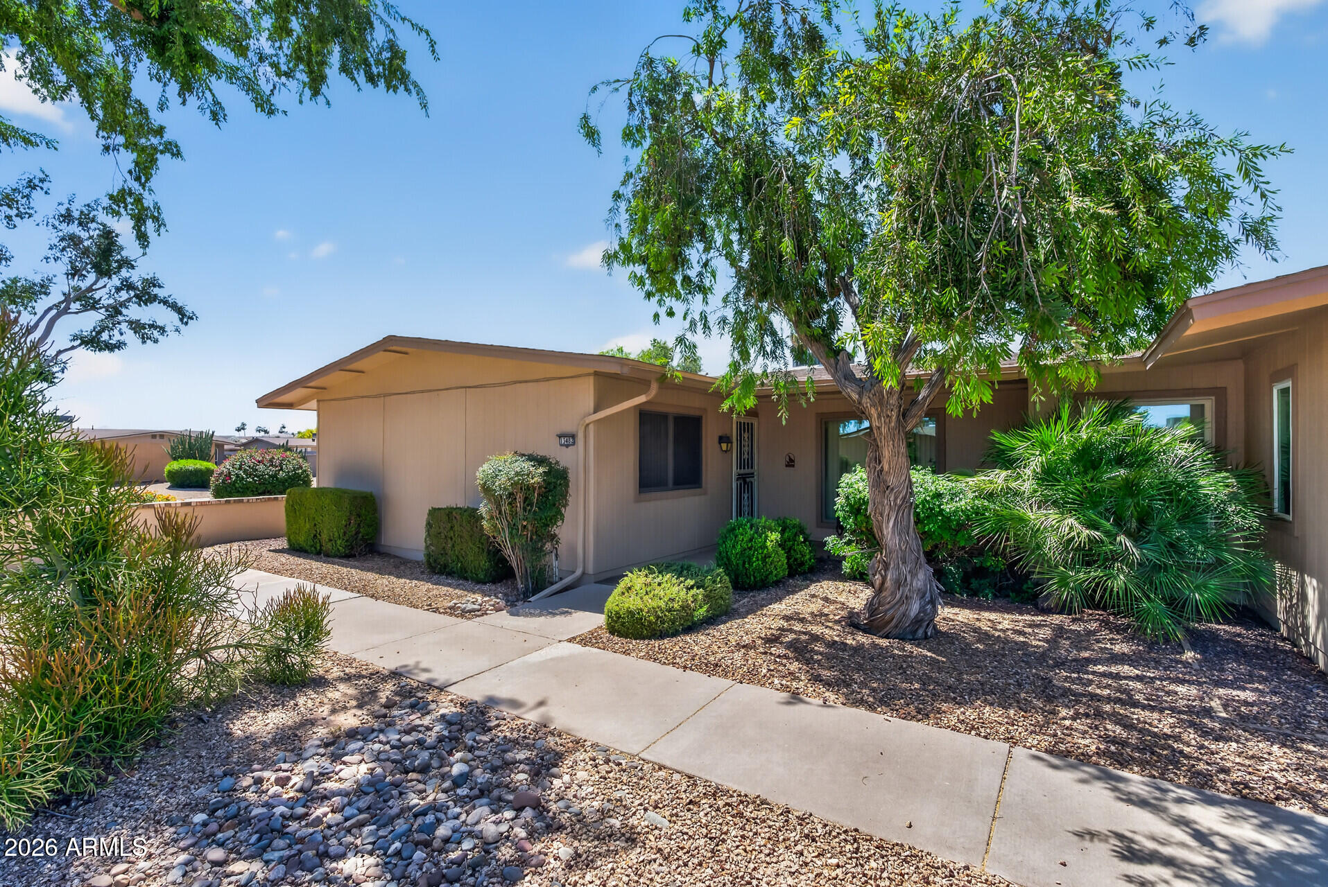 Large north/south facing end unit, courtyard apartment in the active adult community of Sun City West. Large living room great room, two bedroom, two bath. Separate room that would make a great office, craft room or game room. It opens on to your private courtyard. Anderson windows added in 2019 as well as new AC/heat in 2022. Easy living at it's best!