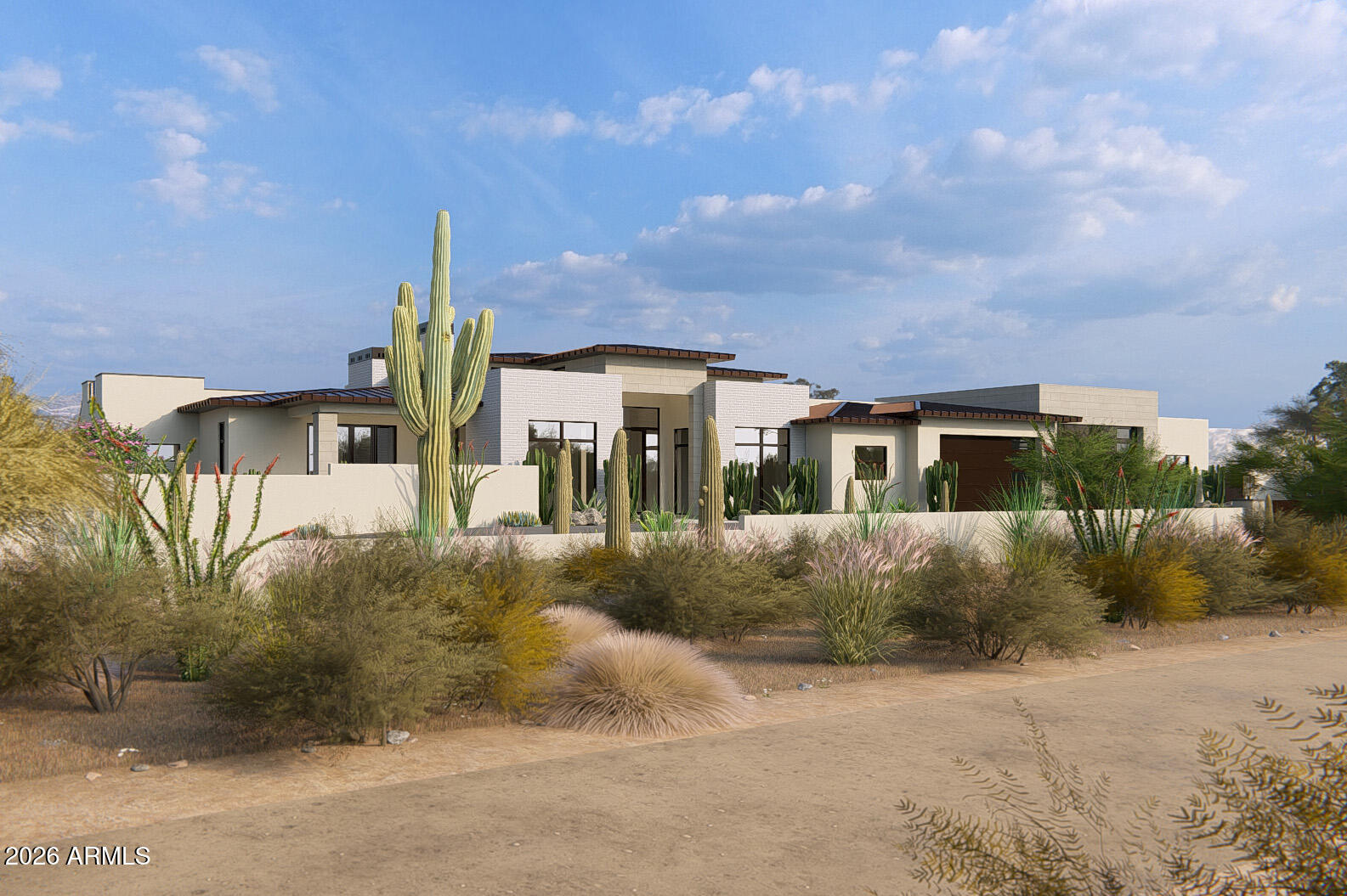 HOME TO BE BUILT:  Multiple sets of plans have been completed and are available for review.  The construction to begin within 60 days of County approval.  This is a gorgeous gently sloping desert lot with mature cactus and trees.  Room for horse setup, sport or tennis court, pool, RV garage or workshop as the lot is 1.39 acres total.  Our full sets of  plans in various styles (ranch or contemporary) and sizes (2142st to 4300 sf) are available to be reviewed or we can build your plans if you desire.  See lot photos , several elevations and architectural plans in photos section of the listing.  Reach out to listing agent for additional information.