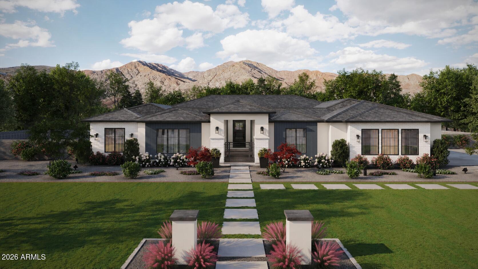 Stunning custom estate on a full acre with NO HOA! A massive courtyard, board and batten & brick veneer exterior & 4-car side-entry garage create an extraordinary first impression. The great room is a true showstopper - designer fireplace wall & soaring box beam ceiling. The chef's kitchen boasts quartz countertops, two-tone cabinetry, Wolf appliances & a large island. The primary suite is pure indulgence with a stunning wet room, soaking tub, separate vanities & grand walk-in closet. An attached casita with private entrance off the courtyard offers ideal guest or multigenerational living. A game room & a study with a dedicated entrance complete this magnificent home. Homes like this are built once in a lifetime. ESTIMATED COMPLETION IN OCT/NOV.