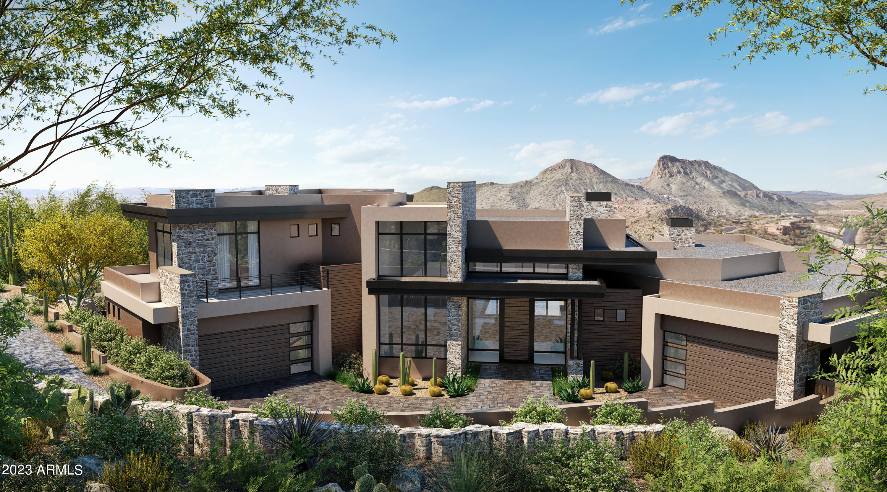 Offered for the first time to the public - Golden Heritage Homes presents this contemporary, hillside masterpiece! Secluded and nestled in to the mountain to perfectly capture soaring views of the valley including Camelback Mountain and city lights. This incredibly private home features 6 bedrooms, 6.5 bathrooms and a bonus room of buyers choice! (Formal dining, exercise room or media room). Upon entry, overwhelming picture frame views out of your 12 foot tall sliding glass doors will take your breath away! This split floor plan wraps around your heated pool and spa which sparkles in the center of the great room and is back lit with a fire feature to enjoy in the evening. Primary suite, 2 en suite bedrooms and pool on main level, 3 bedrooms on upper level with elevator upon entering from garage. Balconies off every en suite room upstairs, sliding glass doors off the gourmet kitchen open to outdoor grilling area and pool. 4 car, extended length split garage, with plenty of storage space. Shave off a year in design and permitting plus a year in construction, with this home coming available late 2023! Call now for your construction walk through and to learn about selected interior finishes.