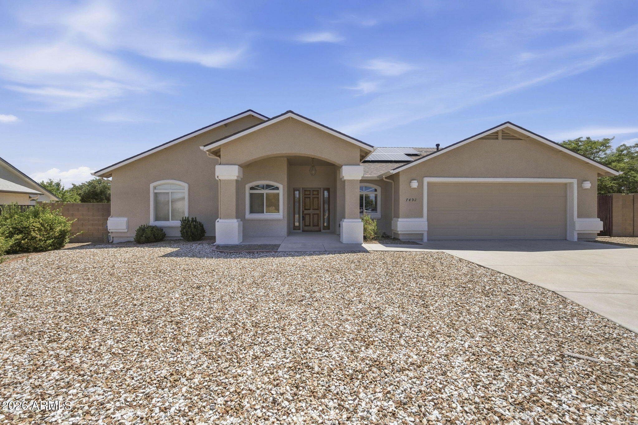 Welcome to this beautiful 3-bedroom, 3-bathroom home in the desirable Viewpoint subdivision! Situated on just under a quarter-acre lot, this property offers the perfect blend of comfort, space, and convenience. Recent updates include new exterior paint and brand-new carpet. The split floor plan is complemented by a 2-car garage and a generously sized yard with plenty of room to relax, entertain, or personalize. Nestled in the scenic open valley between the Bradshaw and Mingus Mountains, this location offers a picturesque setting while being just minutes from the shopping, dining, parks, and everyday amenities of Prescott Valley. Don't miss the opportunity to make this home your own!