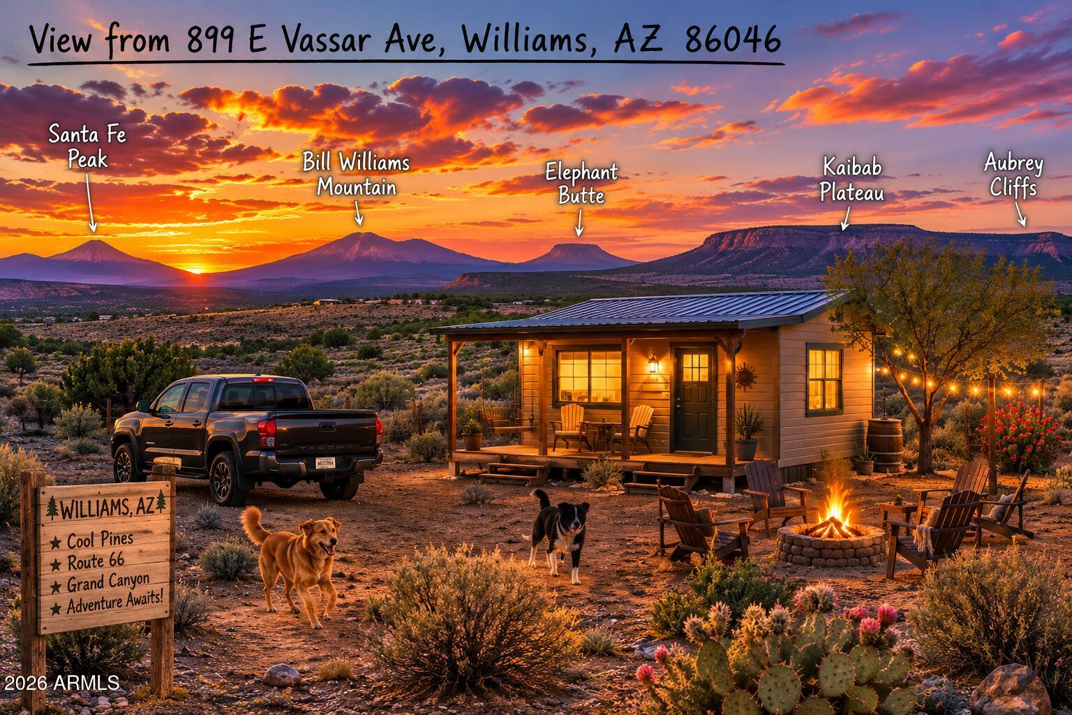 Bring your dream to life in Northern Arizona! This beautiful parcel offers easy access from E. Vassar Ave and plenty of room to build your custom home, cabin, or place your manufactured home (buyer to verify). Enjoy breathtaking mountain skies, peaceful surroundings, and incredible stargazing just minutes from historic Williams. With nearby development, easy access, and endless opportunities for hiking, camping, ATV adventures, and exploring the Grand Canyon, this property is ideal as a full-time residence, weekend escape, or investment. Don't miss your chance to own affordable Arizona land in one of the state's most sought-after recreational areas!