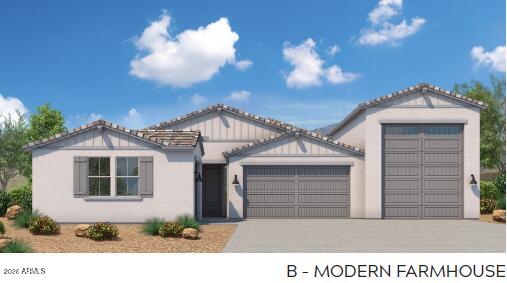Single-Story,  3160 sqft  on a 1 acre lot  with 3 Bedrooms, 2.5 Baths, Attached Casita 1 Bedroom, Full Kitchen, Casita Living Room, Casita Laundry, Three-Car Split Garage + RV Garage.   The RV Garage is 15' x 50' with at 14' tall door on it. Spacious open kitchen, 42'' cabinets, granite countertop, huge kitchen island,  stainless steel appliances, large owners suite! Solancia Ridge features quality new homes on one-acre homesite with attached RV garages, bring all your toys!! Pristine desert surrounding makes Quick access to major freeways and less than 30 minutes from Lake Pleasant! Seller paid closing costs and rate buydown available with preferred lender VIP Mort.  To be built, buyer to select structural options and design options.  Pricing will change when this is done.  6-8 months to build