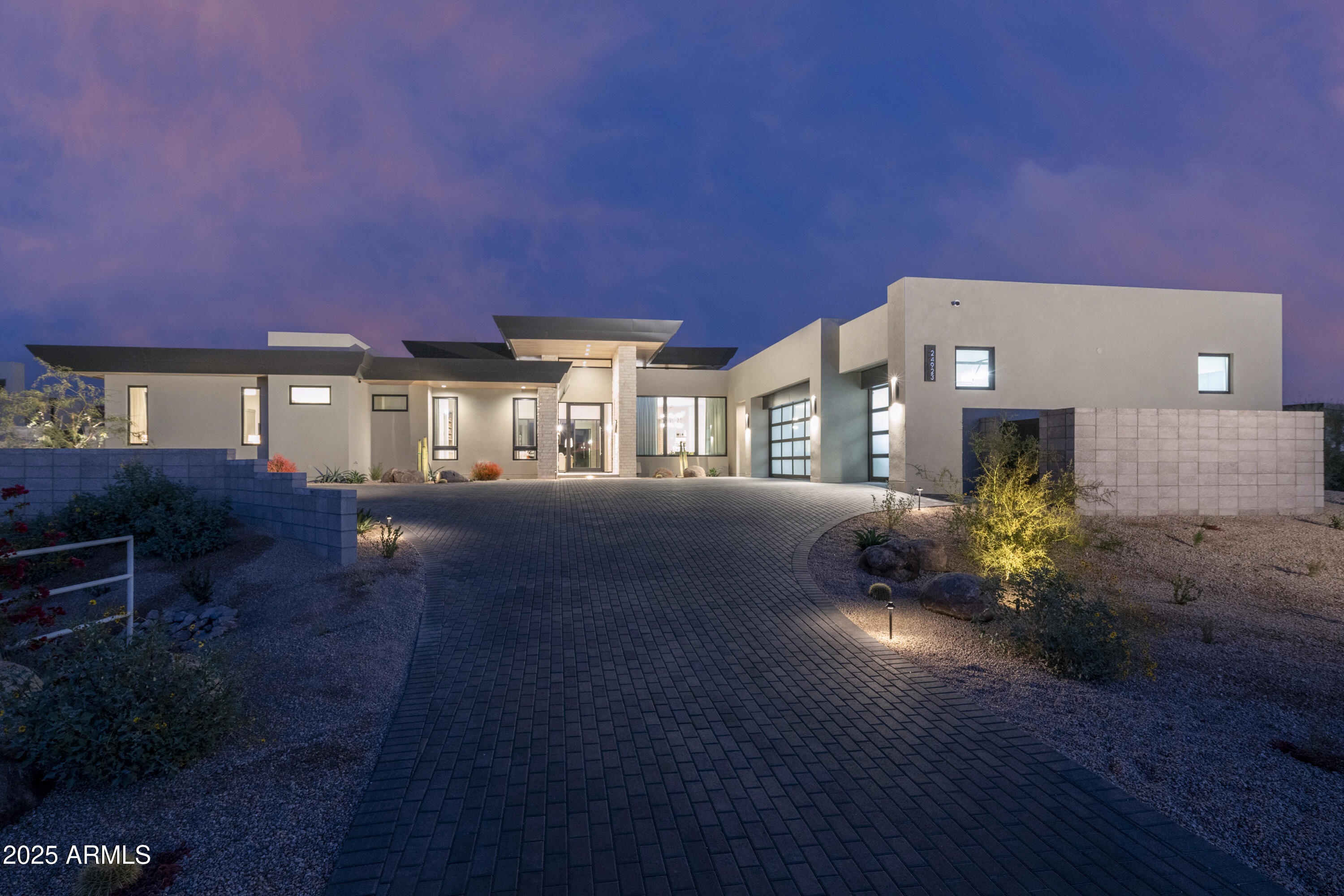 This newly built 2024 Sophisticated Modern home designed by Swaback Architects sits on an elevated private lot to enhance the mountain and sunset views. Built by Owners as their ''forever home'', no expense was spared with over $800K in designer upgrades. Light and bright open floor plan with soaring wood tongue and groove ceilings, clearstory windows and walls of glass that open to the peaceful resort style yard with pool and fire pit. White Oak flooring, gourmet kitchen with dual kitchen islands, Wolf and Sub Zero appliances, quartzite countertops, custom cabinetry, designer hardware and lighting fixtures, heated covered patio. ASID Interior designer touches that add warmth and sophistication to this already beautiful property. Can be sold fully furnished by separate bill of sale.