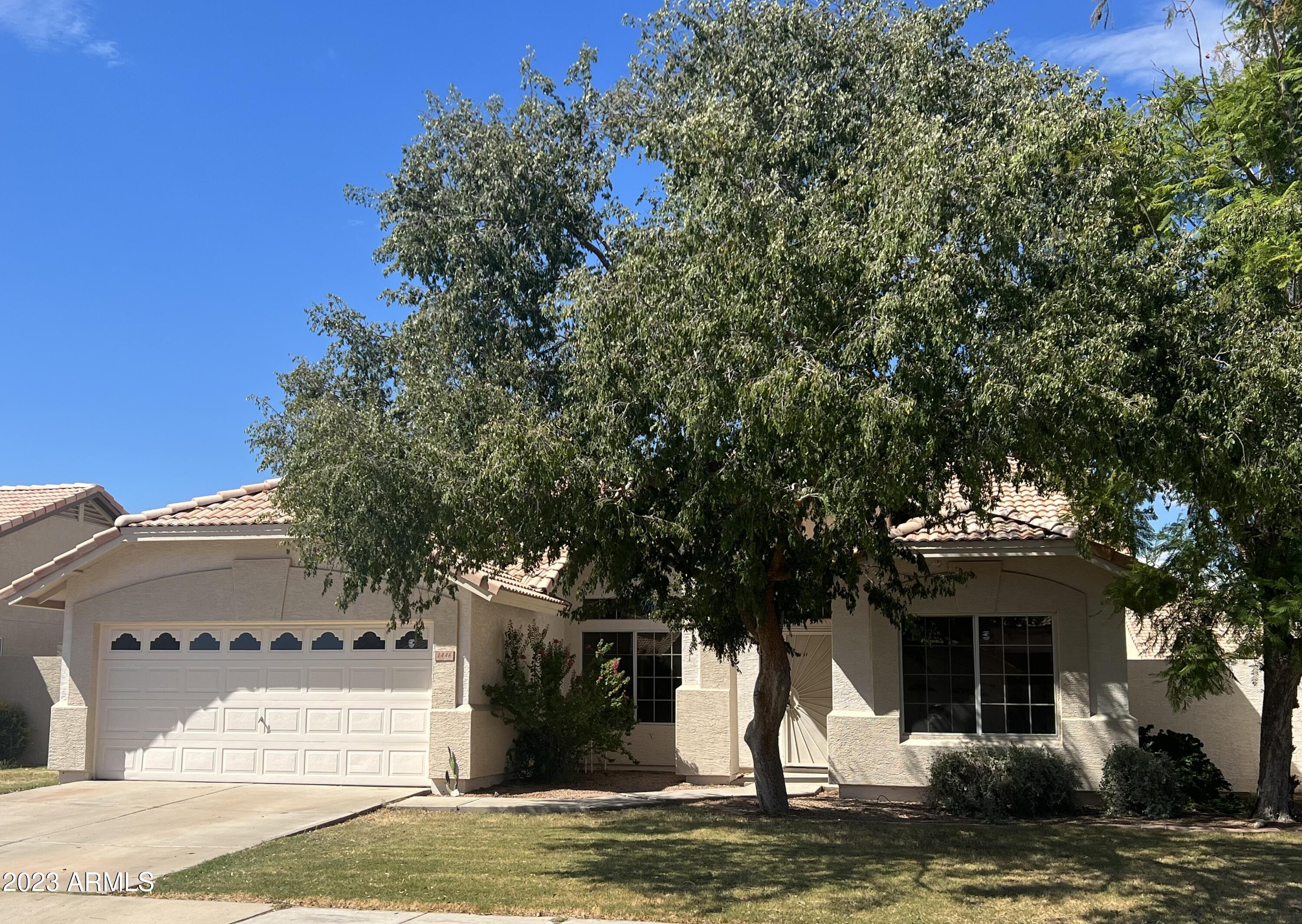 Hurry on this turn-key rental with upgraded carpet, 2 tone paint & custom tile in family room, baths, kitchen, laundry and halls, U-shaped kitchen with breakfast bar, pantry and bay dining area, split floor plan.  North facing, grassy backyard with covered patio. Park with play area just a few homes down the street.