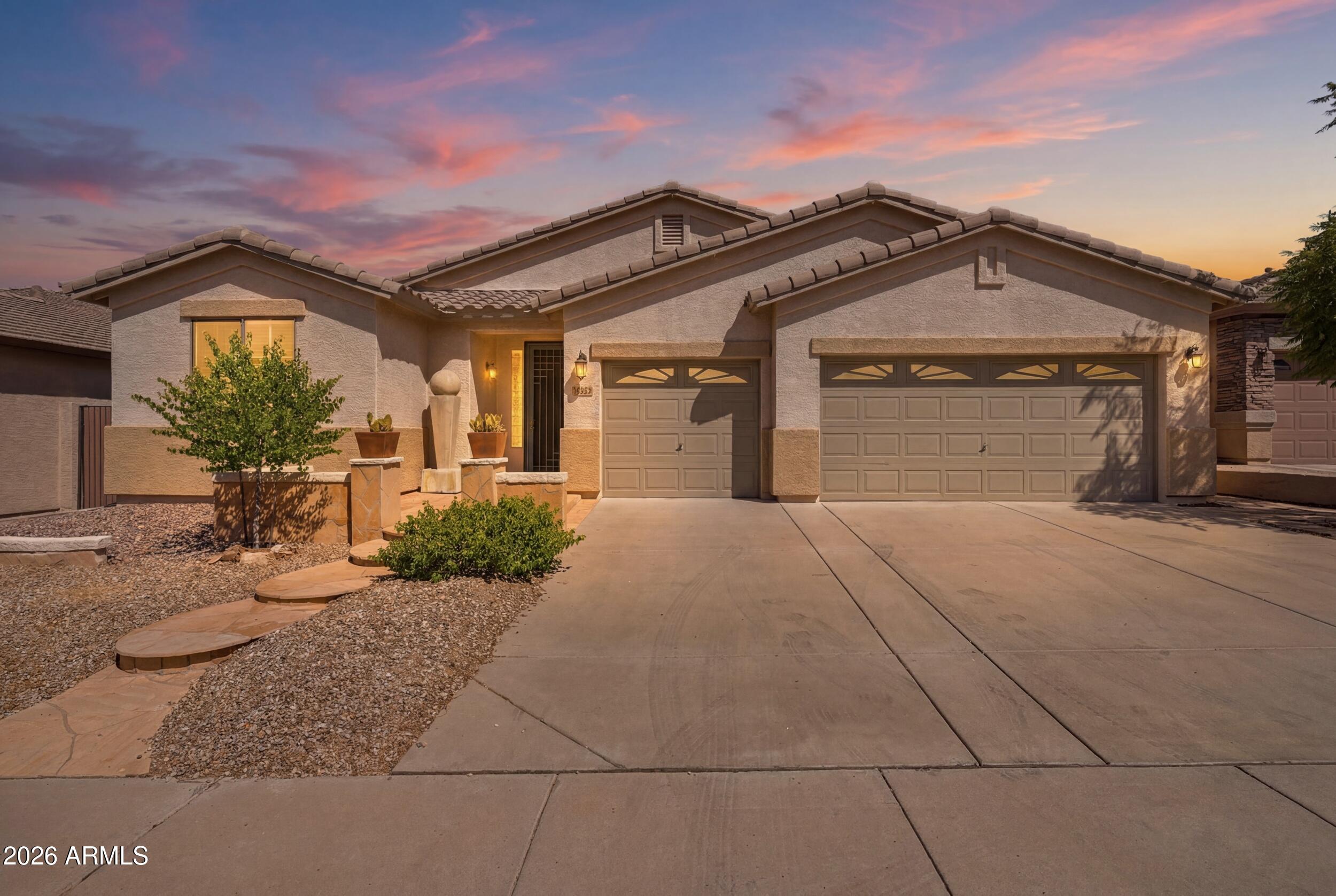 This BEAUTIFUL HOME that has been LOVED and CARED FOR is now ready for you to ENJOY*You will have upgraded tile throughout, a front FLEX space and additional GATHERING ROOM off the kitchen*You can APPRECIATE the GOURMET KITCHEN set up with WALL OVEN, GAS COOK TOP, island, deep pantry, breakfast bar, and RAISED PANEL CABINETS*OWNER BEDROOM has separate exit and dual sinks, SHOWER and TUB at bath*CONVENIENT 3-CAR garage*Your BACKYARD has EXTENDED COVERED PATIO and MOUNTAIN VIEWS*NEWER A/Cs (2022) offer PEACE OF MIND*You are TUCKED AWAY in a CALM COMMUNITY but still have GREAT ACCESS to FREEWAYS, SHOPPING, SCHOOLS, and FINE DINING*COME BY and see why you will want to call this LOVELY PLACE your HOME