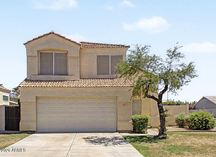 Charming two-story home in Somner Place, ready to move in! Nestled on a corner lot, it offers 3 beds, 2 baths + powder room, 2-car garage, and a mature landscape. The interior showcases abundant natural light, neutral palette, and carpet & wood-look flooring t/out. The seamlessly flowing living & dining room is made airy by the vaulted ceiling! The inviting family room opens to the kitchen, allowing a greater traffic flow. The kitchen boasts built-in appliances, ample wood cabinetry, and a breakfast area. All bedrooms await upstairs! The large main bedroom has a double-door entry, two closets, and a full bathroom w/dual sinks. Check out the spacious backyard, providing a covered patio & shade trees! With your creative ideas, you can make it a complete outdoor living space. Make this yours!
