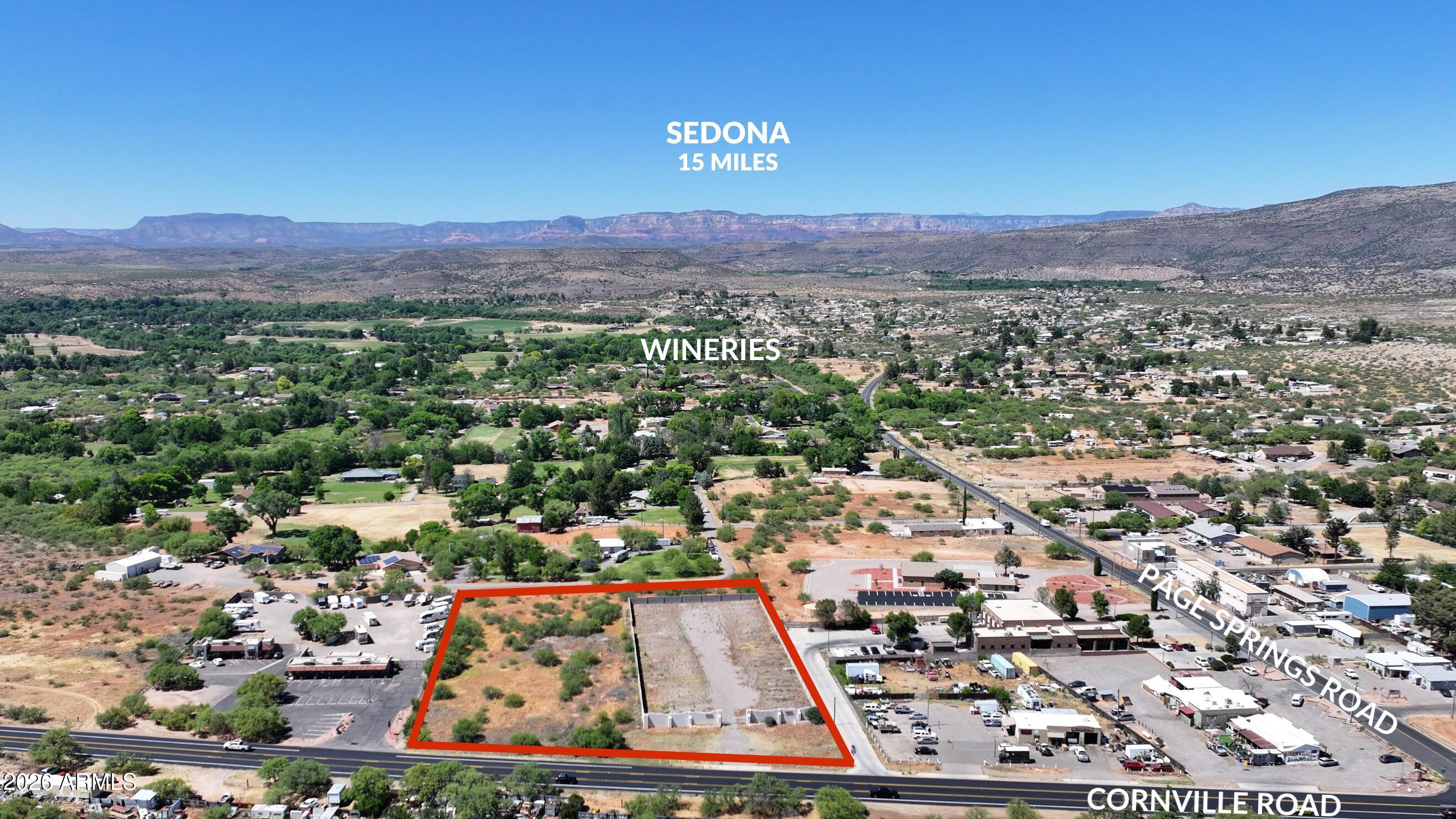 Prime mixed-use development site with rare flexible zoning. Unlock 3.8 acres of opportunity along well-traveled Cornville Road, offering multiple zoning designations that allow for commercial, multifamily, and residential use. This is an ideal canvas for an investor, developer, or owner-user who wants income, flexibility, and future upside in one property. Located 15 miles to Sedona, 6 miles to Cottonwood, two hours North of Phoenix, in the heart of Arizona's Wine Country. The parcel previously operated as an RV/Vehicle Storage yard with on-site office and caretaker housing, demonstrating the site's viability for income-producing use. Today, the improvements and business have been removed, leaving a clean, vacant lot ready for your next project or long-term hold strategy.

Key highlights -Approx. 3.8 acres on Cornville Road
-Multiple zoning types: commercial, multifamily, and residential (buyer to verify)
-High-visibility frontage with easy access for customers, tenants, or residents
-Former income-producing RV / vehicle storage operation on site (now vacant)
-Strong growth corridor with increasing demand for housing and services

Whether you envision a mixed-use development, small multifamily project, commercial operation, or a combination tailored to your portfolio, this property offers the zoning flexibility and location to support it. Hold for future appreciation, build now, or phase your project over time.

For savvy investors looking to secure a strategic position in the path of growth, this is the type of asset that rarely comes to market.

Property is being sold as land only. Buyer to verify all zoning, permitted uses, utility availability, and development requirements with the appropriate agencies. Come explore what you can build here!