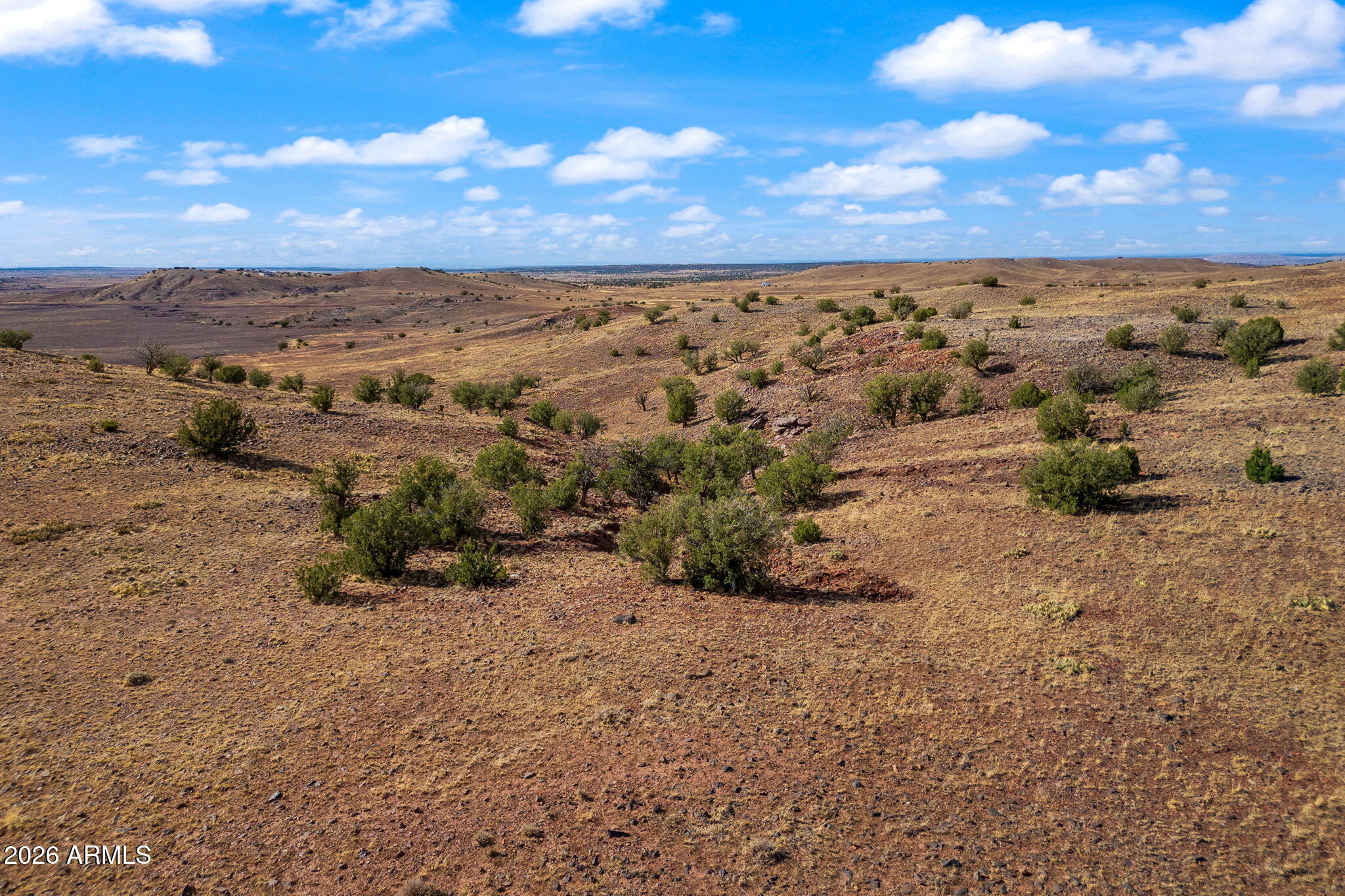 Two adjoining parcels totaling 43.92 acres in Ranch of the White Mountains, between Concho and Snowflake. Rolling high-desert terrain with rust-colored hills, scattered juniper and piñon, and long open views west to the banded bluffs and mesas. The rear boundary borders Arizona State Trust Land, keeping the space behind you wide open.

Plenty of room for horses, a homestead, or an off-grid getaway, with dark skies and four mild high-country seasons. No HOA, and you're close enough to town for supplies but far enough for real quiet. Coconino Aquifer below for your own well; solar works well out here.

Parcels: 212-50-887A & 212-50-887B