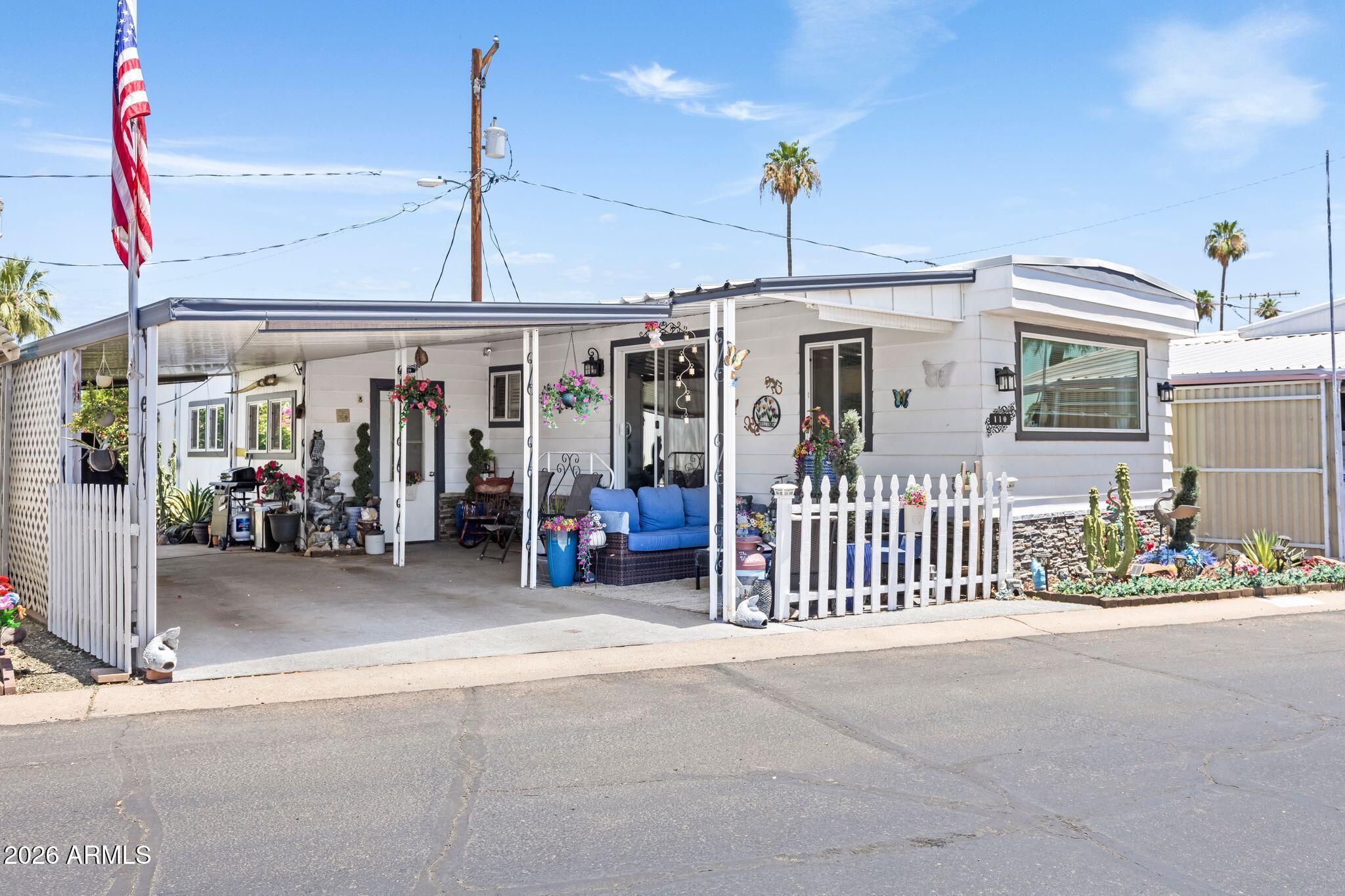 OVER $37,000 IN UPGRADES! New Low-E argon double-pane windows & patio door (2024) + new insulated roof (10-yr warranty). Updated electrical panel w/ GFI outlets, all outlets & switches pigtailed. New gas lines (2024), new water heater, central A/C & heat pump, new ductwork, vents & full plumbing w/ new main & cleanout, copper lines & shutoffs. Kitchen features stainless appliances, fridge w/ ice maker, reverse osmosis, deep sink & tumbled stone backsplash. Laminate wood flooring throughout; bath has ceramic plank tile, updated vanity, Moen fixtures, bidet & high toilet. Maytag washer/dryer included. Epoxy-coated driveway/patio, 2 large sheds, turf & shaded patio. Energy-efficient w/ insulated siding.