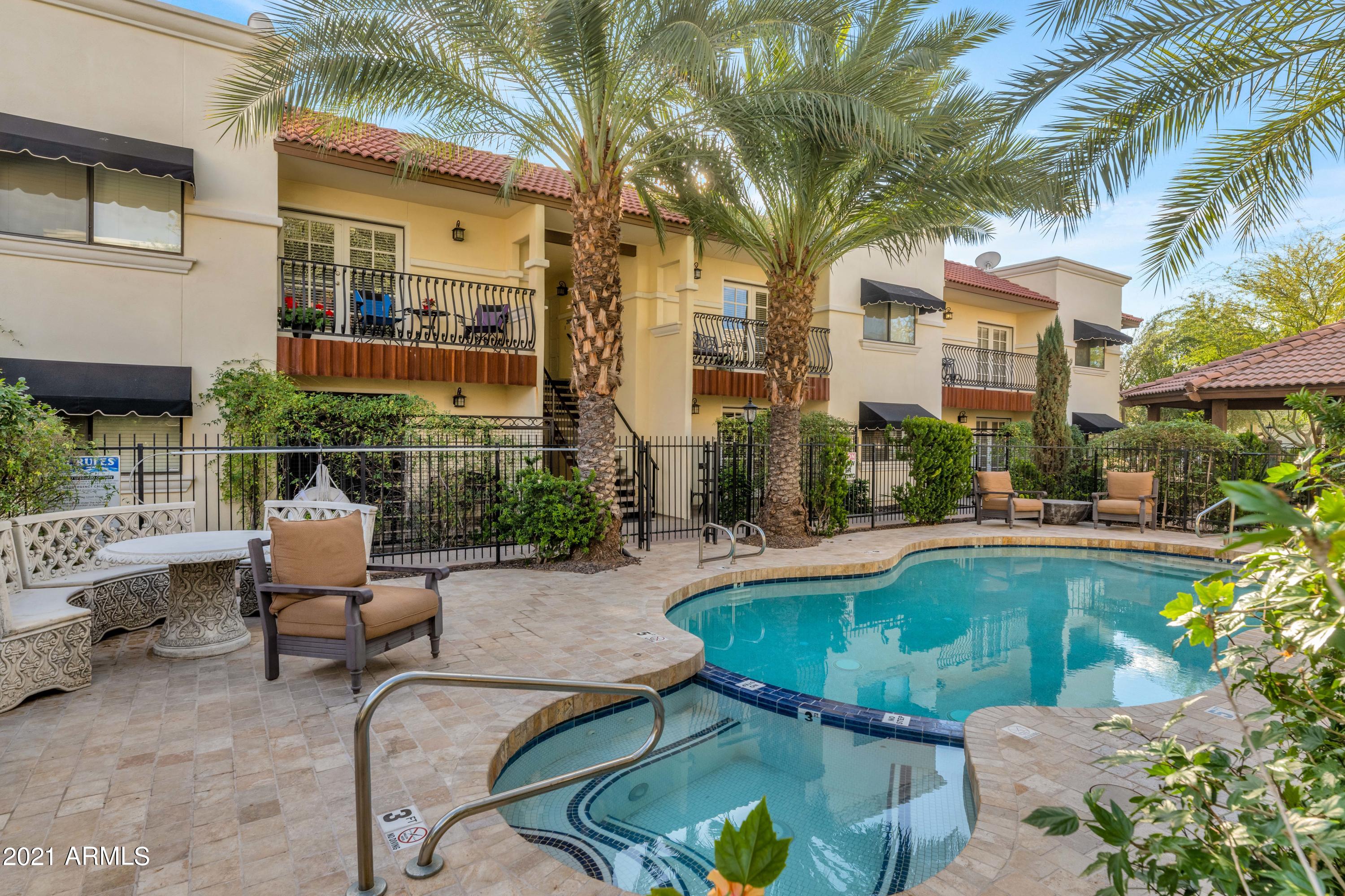 The Trullies is an impeccably maintained gated garden-style fully furnished turn key occupancy 12-unit boutique condo community. Located in a quaint Scottsdale neighborhood just blocks from Old Town. Built in 1984 and completely transformed in 2015. The Trullies enjoys all the flair of a Mediterranean resort with modern European interior finishes. The renovations include wood plank tile floors, Thermofoil euro style kitchen cabinets, reclaimed wood shelving & pantry, prep island, granite countertops, farm sink, stainless steel appliances, washer/dryer, contemporary bathrooms with glass tile shower & tub surrounds, Euro-style glass shower enclosures, stainless steel/cast-iron sink vanities & low-flow toilets. Each has a private patio or walk-out balcony. See supplement for more info... The exterior includes a grand ramada, designer outdoor furniture, gas fireplace, 2 gas BBQs, heated pool & spa, mature & maintained climate resistant lush landscape with beautiful trees & date palms, Sunbrella awnings & corrugated steel planter boxes thru-out. There are (8)-2 bed/2-bath 980sf units & (2)-4 bed/4-bath 1980sf units (currently split-up and rent as 4 separate units) all individually metered for electricity & hot water closets. This is a gated complex with 2 automatic entry gates, controlled entry access, 19 covered parking spaces & one 2-car garage, large storage building & business center. Trullies is in excellent condition, 100% maintained with newer air conditioners, roofs, asphalt, water heaters, gas line, pool equipment, pebble tec & landscape irrigation. Trullies offers a perfect location for both short-term visitors and traditional residents; centrally located providing quick access to Phoenix Sky Harbor International Airport, ASU, 5-minute ride to Old Town Scottsdale & close to the best shopping & restaurants.