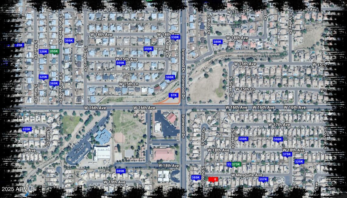 Amazing commercial lot with exposure on both W 16th Avenue and Ironwood Drive. Per Apache Junction Planning & Zoning, this lot is approved for administrative or professional offices. Seller has plans drafted and will supply with accepted offer. Buyer to verify all facts, figures, permit and zoning requirements, and all additional information.