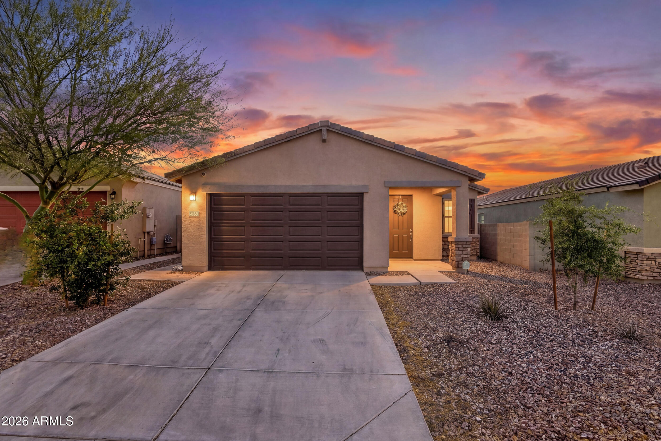 Tucked into a thriving community, this beautifully crafted 3-bedroom, 2-bathroom home offers the perfect blend of modern comfort and desert mountain views.
Built in 2021, this thoughtfully designed home feels brand new -- from the sleek, modern kitchen perfect for weekend entertaining to the professionally landscaped yard that keeps your downtime free for the things you love.
Step outside and you're minutes from the San Tan Flats Restaurant, schools, and all the shopping and dining that comes with one of the fastest-growing communities in the Country. Whether you're starting a family, putting down roots, or simply looking for a place that feels like home the moment you walk in -- this one checks every box.
Low maintenance. High charm. Incredible views. Welcome home. Seller Mortgage is an assumable VA Home Loan.