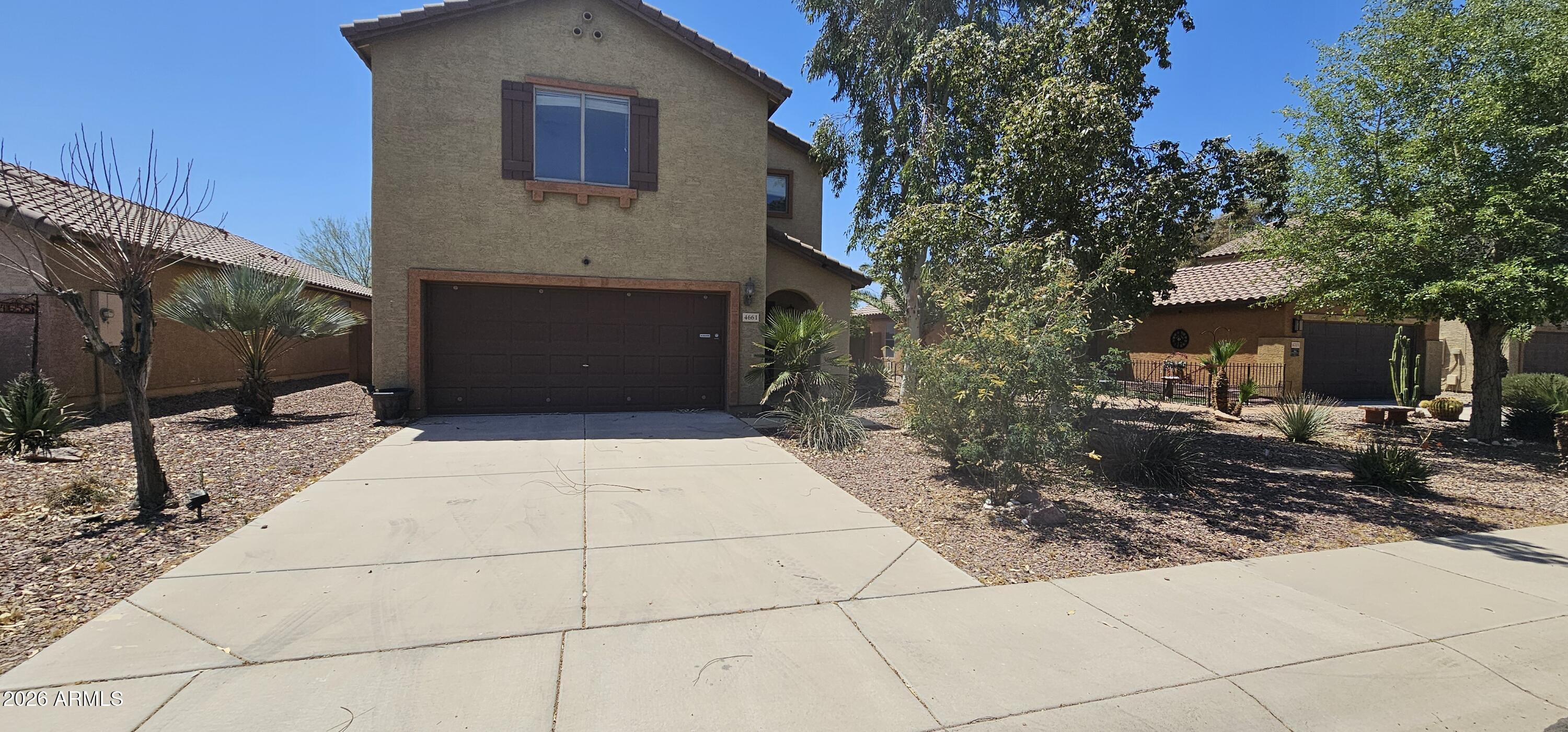 Spacious two-story home located in Martin Valley featuring 2 bedrooms, 2 bathrooms, and a large upstairs loft that could function as additional living space, office, or game room. The home offers an open kitchen layout, upstairs laundry, covered patio, and low-maintenance desert landscaping. Conveniently located near Coolidge, Casa Grande, and I-10 with mountain views and easy access to local amenities. Great opportunity for an investor or buyer looking to personalize a home and build equity. REO property being sold as-is