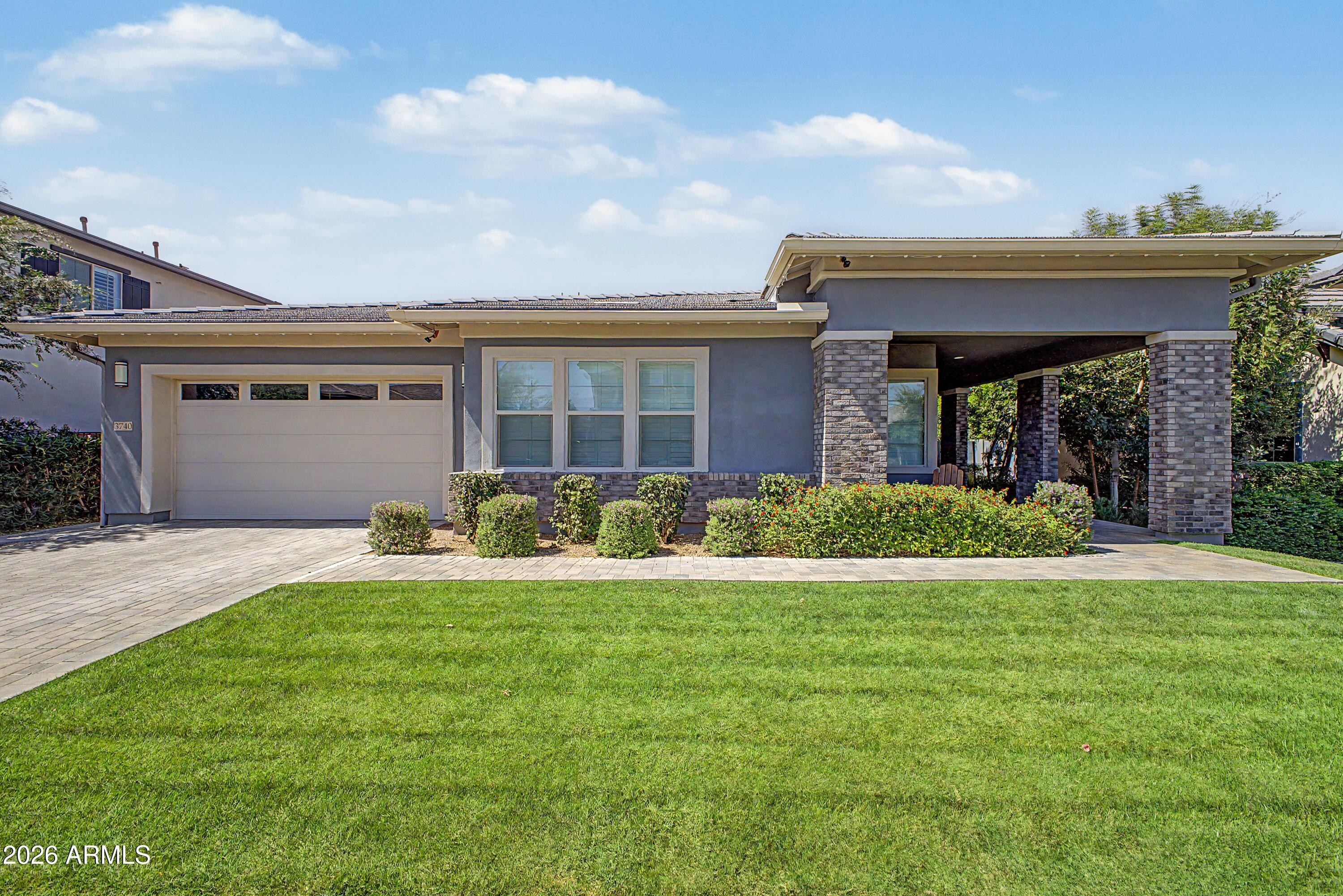 Beautiful single-level home in sought-after Lakeview Trails South at Morrison Ranch featuring 4 bedrooms, office, flex/game room, and 3 full bathrooms.  Open floorplan with soaring 12-foot ceilings, abundant natural light, and seamless indoor-outdoor living with large sliding glass doors leading to the covered patio and landscaped backyard.The gourmet kitchen includes upgraded cabinetry, granite countertops, stainless steel appliances, double wall ovens, 5-burner gas range, oversized walk-in pantry, and large island with bar seating. Split primary suite features dual vanities, two walk-in closets, and custom walk-in shower.  Located near the community greenbelt, playground, pickleball, tennis, basketball, and sand volleyball courts of this close to freeways, shopping and entertainment. This home features over $100,000 in upgrades (please see list in document tab) including shutters, surround sound system with ceiling speakers in the living room and patio, ethernet and cable wiring in all the bedrooms and office. Alexa, smart light switches, smart front door lock, fridge, oven, garage door opener and
irrigation controller. Washer, dryer and refrigerator convey.