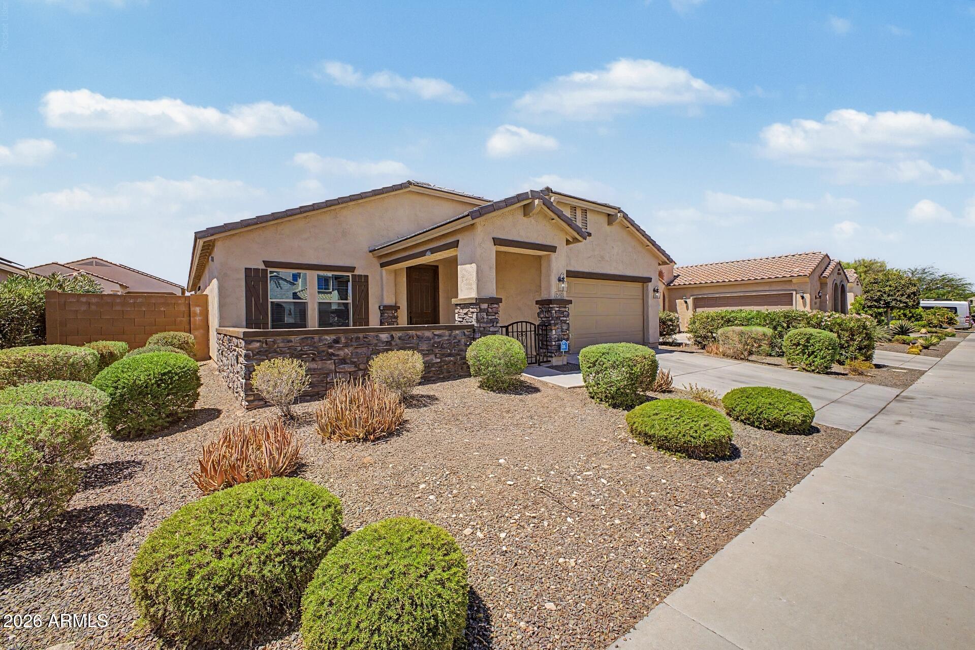 This beautifully maintained single-story home offers 2,032 sq. ft. of comfortable living space with 4 bedrooms, a versatile den that can easily serve as a 5th bedroom or home office, and a desirable single level floor plan. The open living area flows into a spacious kitchen featuring rich espresso cabinetry, a gas range, black appliances, and a large island perfect for gathering.

Energy-efficient features, including dual-pane windows, quality cellulose insulation, and efficient HVAC, help keep utility costs down.

Step outside to an oversized backyard with a covered patio and endless possibilities for a pool, outdoor kitchen, or the entertaining space you've always wanted. Surrounded by single-story homes for added privacy, this gem offers the perfect blend of comfort and flexibility!