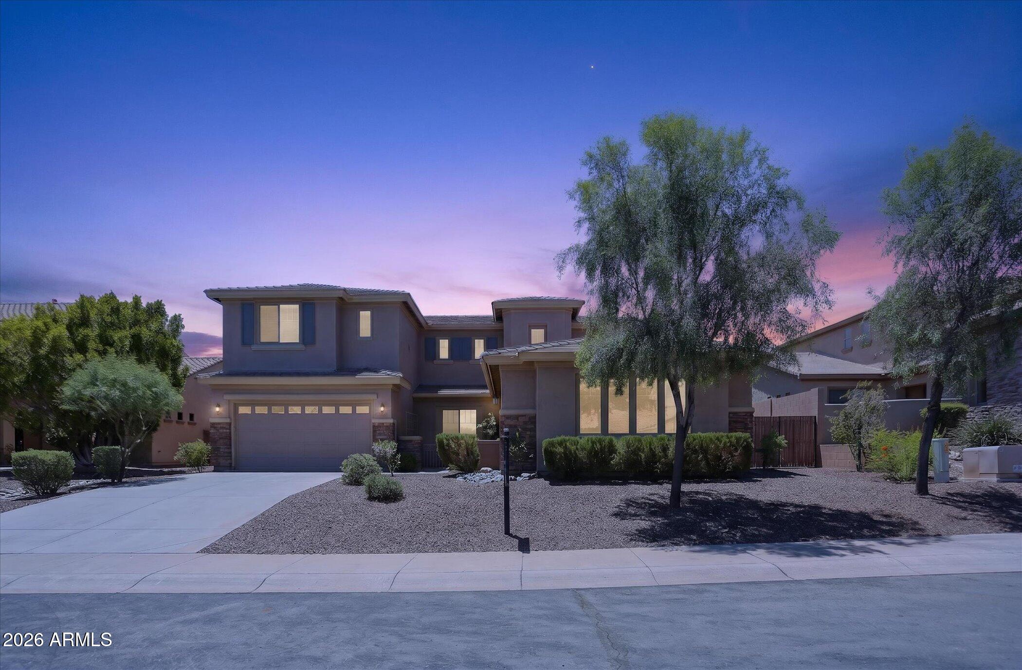 YOUR CLIENT IS GOING TO LOVE THIS HOME!  This 3,591 sq ft, 4-bedroom, 3-bath plus a den with mountain views boasts on the main level a large and gorgeous kitchen w/granite countertops, built-in microwave, refrigerator, walk-in pantry, wall oven, electric cooktop, RO system, island, eat-in kitchen dining; oversized living room; formal dining room; full bathroom, bedroom, and den/bonus room with separate exit to courtyard. The second level includes large Master bedroom w/large window w/mountain views; Master bath w/double sinks, separate shower & tub, & 2 large walk-in closets; inside laundry room w/sink; 2 bedrooms split from master; tech center w/extended double built-in desks; library area w/built-in shelving.  The grounds feature: desert low maintenance front yard w/mature tree; magnificent rear yard w/large extended covered patio, newly installed desert granite rock, mature trees. Three car tandem garage. This home is a fantastic family home. The location is within proximity of shopping, dining, and 101, I17 & 303 freeways. This is an absolute MUST SEE! Your client will not be disappointed.