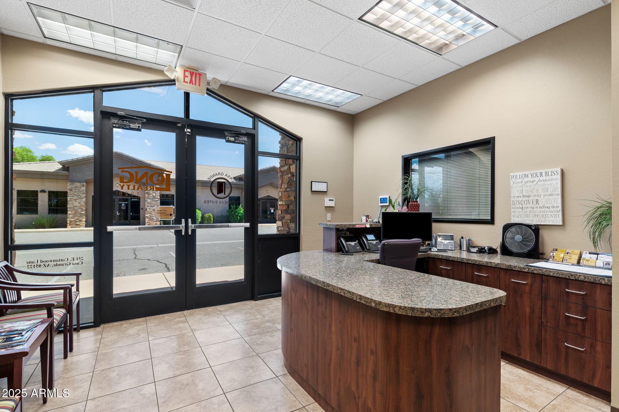 Location ideal- Abundant Possibilities ! Reception Area. 11 private office suites (with windows), bullpen with it's own exit, 3 conference rooms, Large central classroom, kitchen, laptop docking area, mail area, IT office/storage area  and formal reception. (Laptop Docking area and mail room could potentially be converted to offices).  Roof underlay replaced in 2025.

Current use: flexible and individual business suite rentals with receptionist and utilities provided. Shared access to kitchen with some conference room privileges. Many long term tenants in place. Most furnishings convey.