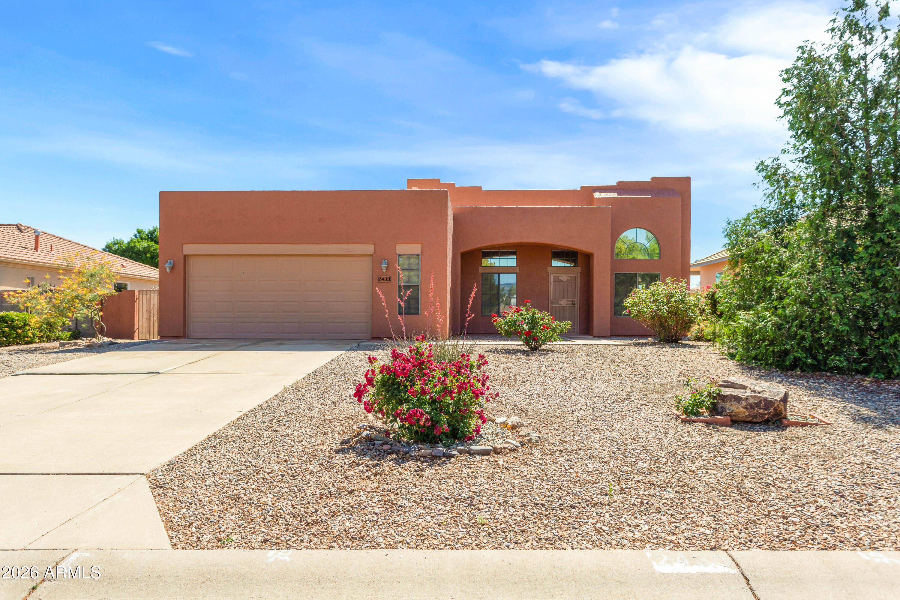 Charming Santa Fe-style home with 4 bedrooms and 2 bathrooms in a beautiful neighborhood across from a park. Clean as a whistle and lovingly maintained by the original owners, this home shows true pride of ownership. Enjoy mountain views and a comfortable, functional layout. Recent upgrades include fresh interior paint, recently painted exterior, new roof, and new A/C and heating system for peace of mind. Conveniently located just minutes from shopping, schools, and Fort Huachuca, offering both tranquility and easy access to everything you need.