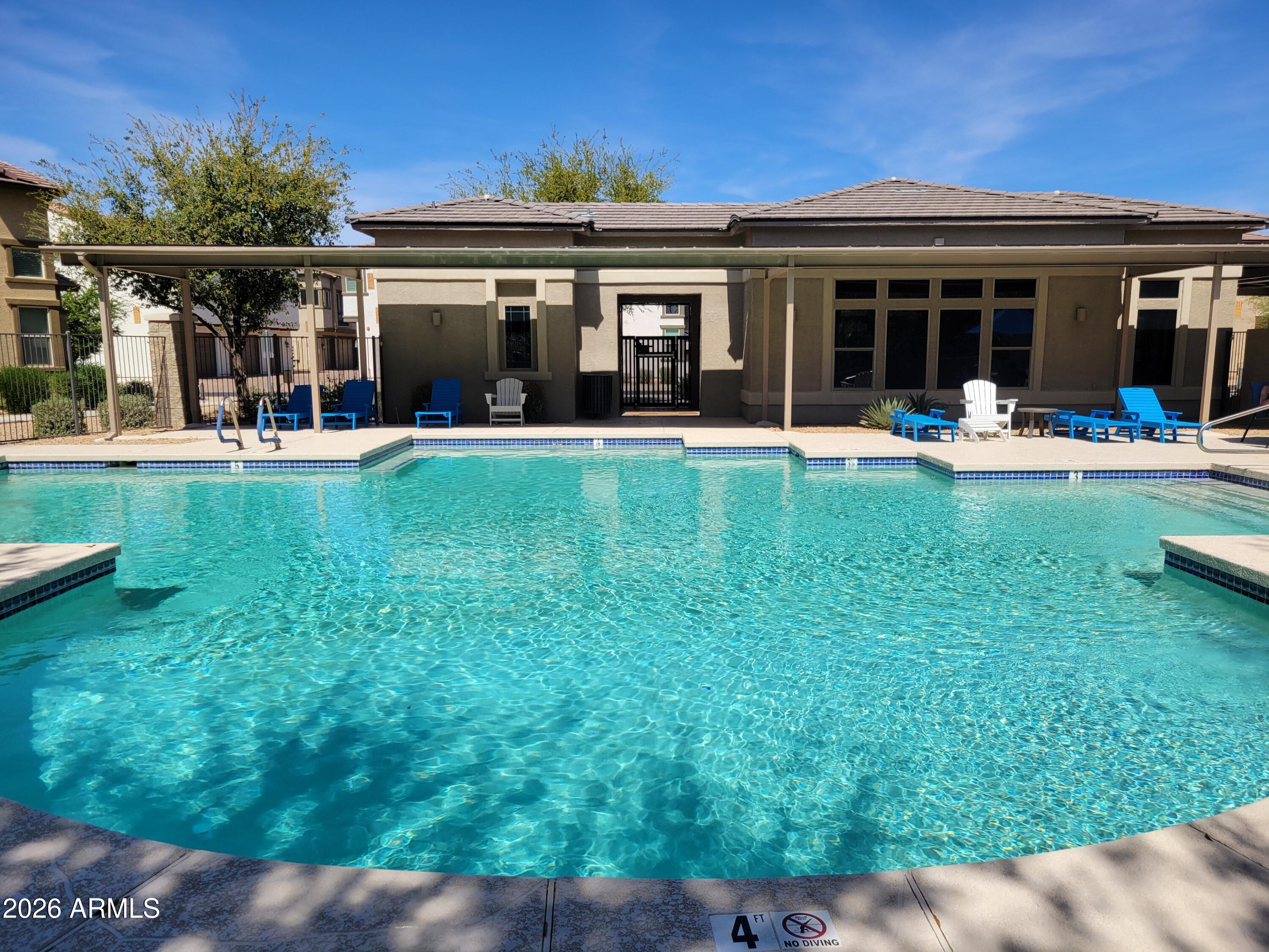 Don't miss this opportunity to own a 3 bedroom, 3 bathroom home in Village at Rio Paseo! This incredible home features a kitchen with stunning quartz countertops, an island with ample storage, stainless-steel appliances, and a large pantry. There is a bedroom conveniently located on the main floor and both upstairs bedrooms offer a walk-in closet and an en-suite bathroom. Some additional features include elegant crown molding, recessed lighting, ceiling fans, and interior shutters throughout. In addition to all of this, it's located within close proximity of the community pool, spa, and workout facility!