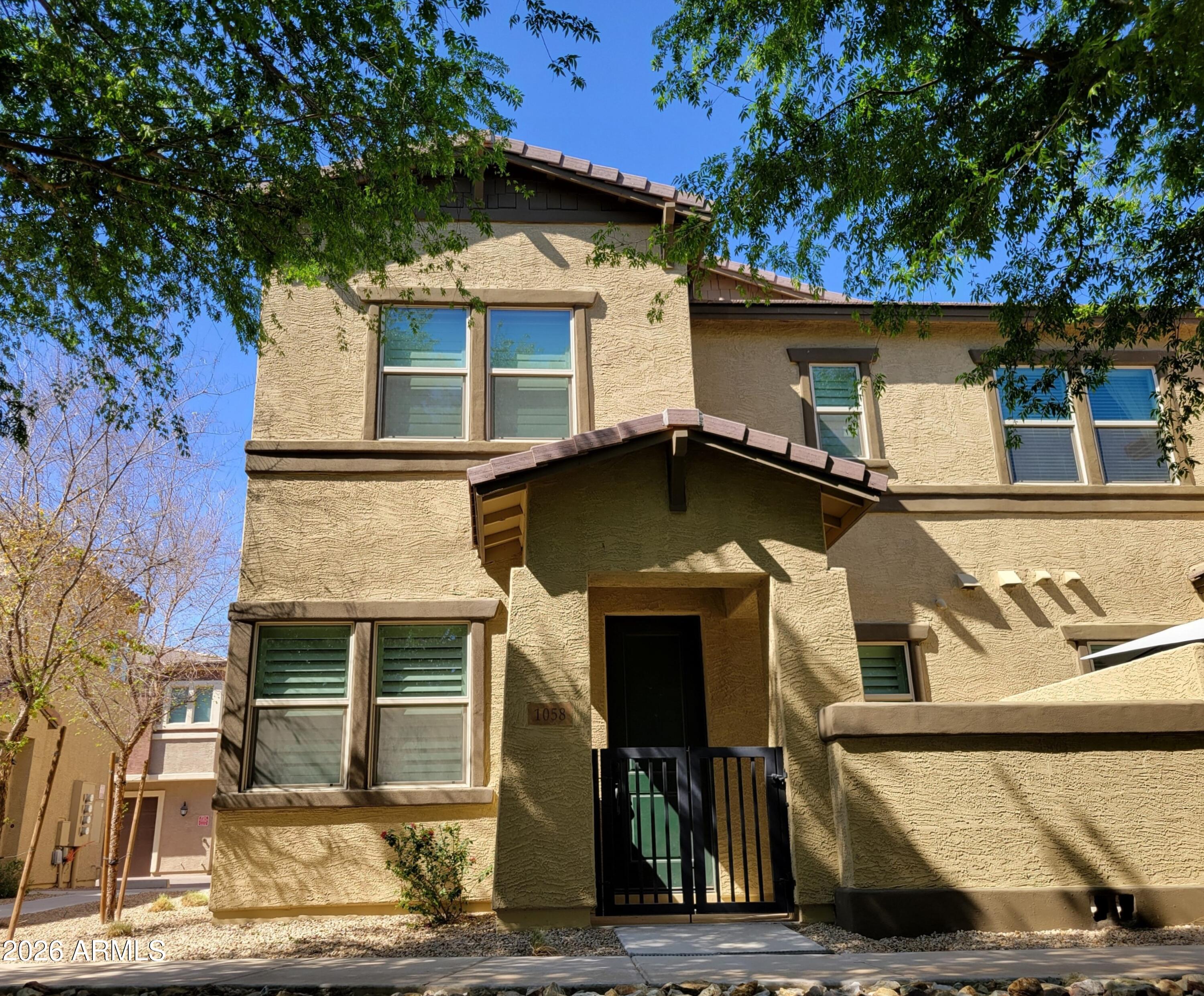 Don't miss this opportunity to own a 3 bedroom, 3 bathroom home in Village at Rio Paseo! This incredible home features a kitchen with stunning quartz countertops, an island with ample storage, stainless-steel appliances, and a large pantry. There is a bedroom conveniently located on the main floor and both upstairs bedrooms offer a walk-in closet and an en-suite bathroom. Some additional features include elegant crown molding, recessed lighting, ceiling fans, and interior shutters throughout. In addition to all of this, it's located within close proximity of the community pool, spa, and workout facility!
