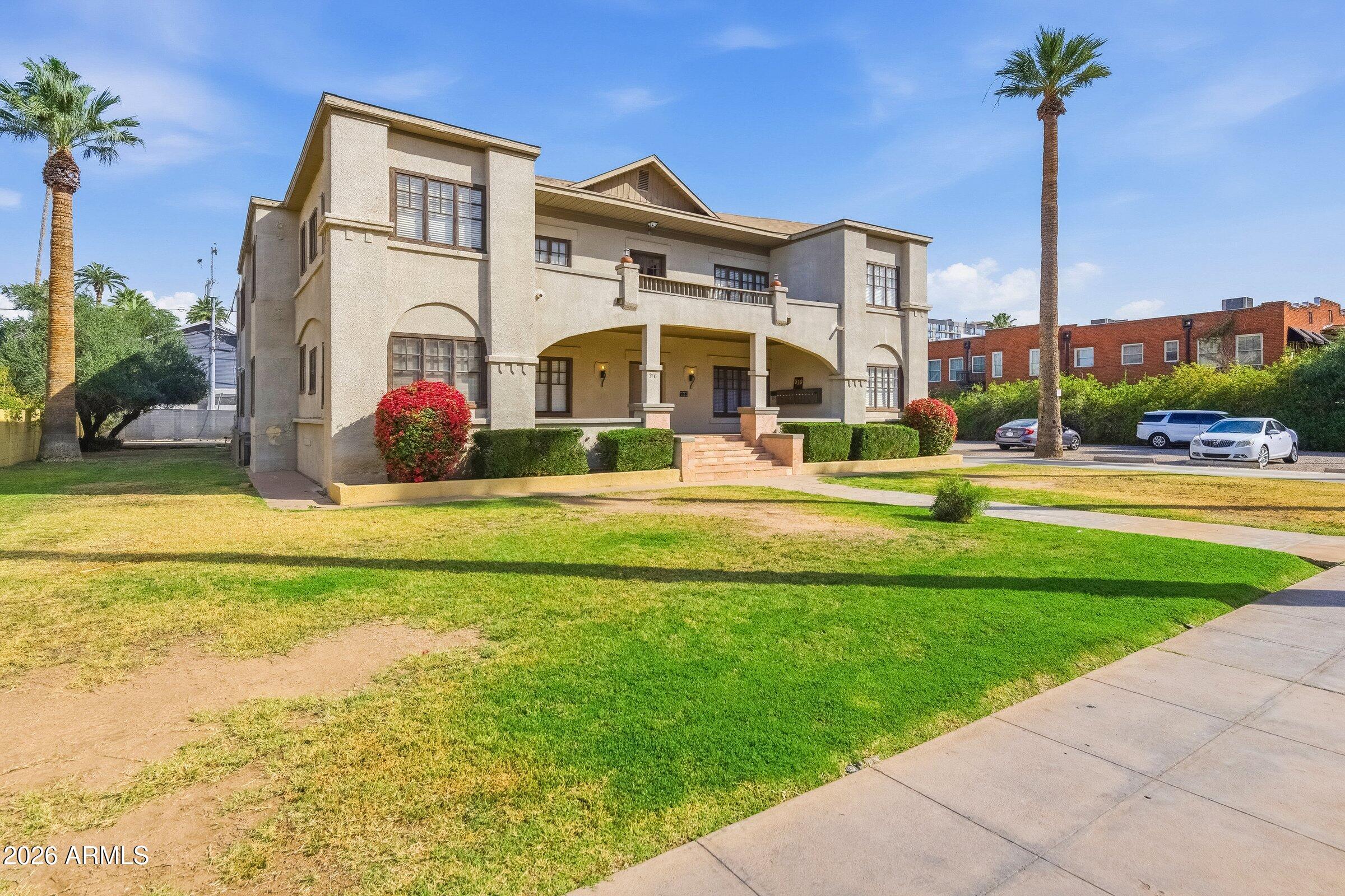 314 West Roosevelt Street is a 12-unit apartment community on a rare half-acre double lot that offers expansion potential under DTC-S-ROO zoning. Situated in the heart of Roosevelt Row and located within Phoenix's first-ever historic district, this is one of the earliest apartment buildings in Phoenix. Built in 1913 and fully modernized in the mid-1990s (all new; plumbing/sewer, electrical, roof trusses & structural improvements) full blueprints are available. The property features (12) 1-Bed / 1-Bath units (~650 SF Avg), on-site laundry, ample parking, and a community terrace. Residents are sure to appreciate being in Downtown Phoenix's premier arts, dining, and culture corridor. The property provides immediate access to the light-rail & I-10. Drive By Only, Do Not Disturb Tenants!