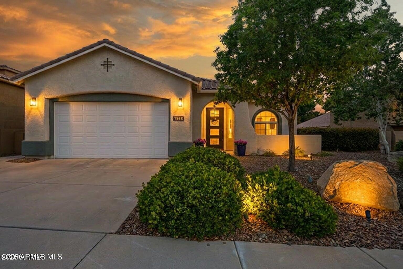 Single-level luxury living in the prestigious Stoneridge golf community. This fully remodeled home pairs a crisp, contemporary color palette with designer wallpaper accents, new flooring, custom shutters, and artisan lighting. Off the foyer, the formal living and dining rooms establish an immediate sense of elegance. The culinary kitchen features upscale style, premium quartz countertops, a spacious center island, a butler's pantry, pull out shelving, and elite new appliances. Nearby, the inviting family room centers around a modernized gas fireplace and a sleek built-in bar, with oversized picture windows framing serene backyard views. Designed for privacy, the split-bedroom layout features a grand primary suite with an expansive custom walk-in closet, a soaking tub, and a walk-in shower. Two additional guest bedrooms share a beautifully updated bathroom, while a dedicated office offers custom built-in cabinetry. Laundry room provides added storage, a utility sink, and leads to the 2 car garage with new overhead storage racks. Outside, the professionally landscaped grounds form a private oasis. Enhanced with new pavers, integrated lighting, structural boulders, and mature trees, the covered patio spaces are perfect for seamless outdoor entertaining. Complete with newly updated HVAC, water heater, and water purification systems, this turnkey home offers the opportunity to purchase most furnishings outside of escrow. Inquire for the full upgrades list.