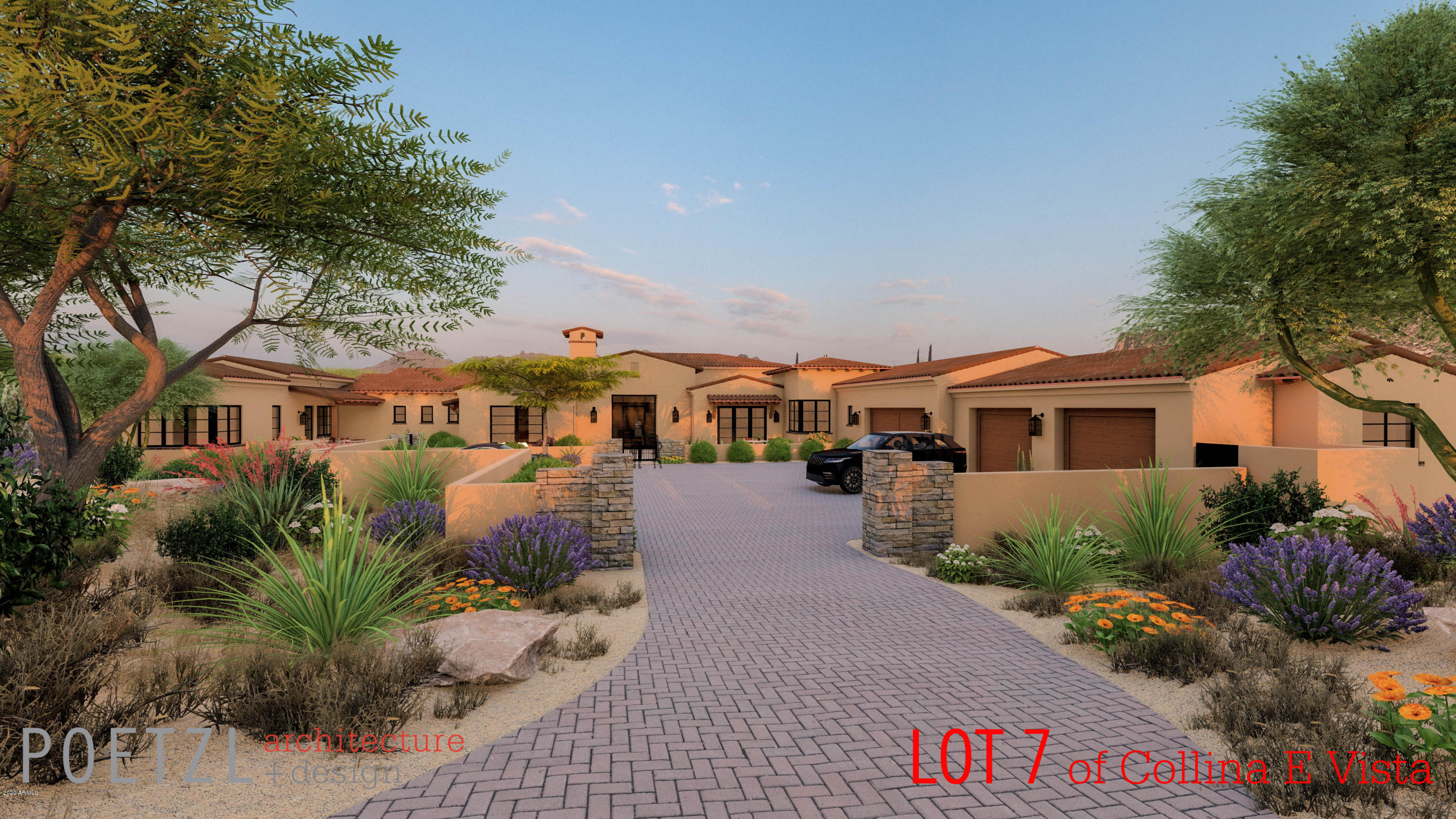 Located in the gated community of Collina E Vista just east of Troon, this stunning home offers unobstructed views of the McDowell Mountains, Troon Mountain, Continental Mountains and Four Peaks. Due for completion in Early Spring, this home is built by Lineage Homes and showcases the builder's trademark open floor plan with huge living areas, walls of retractable doors, and massive covered patios—ideally designed for Arizona indoor/outdoor living at its finest. The interior finishes are of the highest quality from wood flooring to ceilings with weathered wood beams. A spacious motor court leads to an oversized 4-car garage. The main home features a dazzling, ultra-elegant interior, with 4 bedrooms and 4.5 baths and two room guest casita. The kitchen is generously equipped with 2 islands, Wolf/SubZero appliances, walk-in pantry and a breakfast room with retractable walls of windows on two sides. Entertain in the formal dining room with glass enclosed wine room or at the Cantina bar that opens completely on two sides to the covered patio and stunning backyard. Outside the negative edge pool, spa, outdoor kitchen and firepit have endless mountain views. Minutes to Scottsdale National and Troon Golf courses.