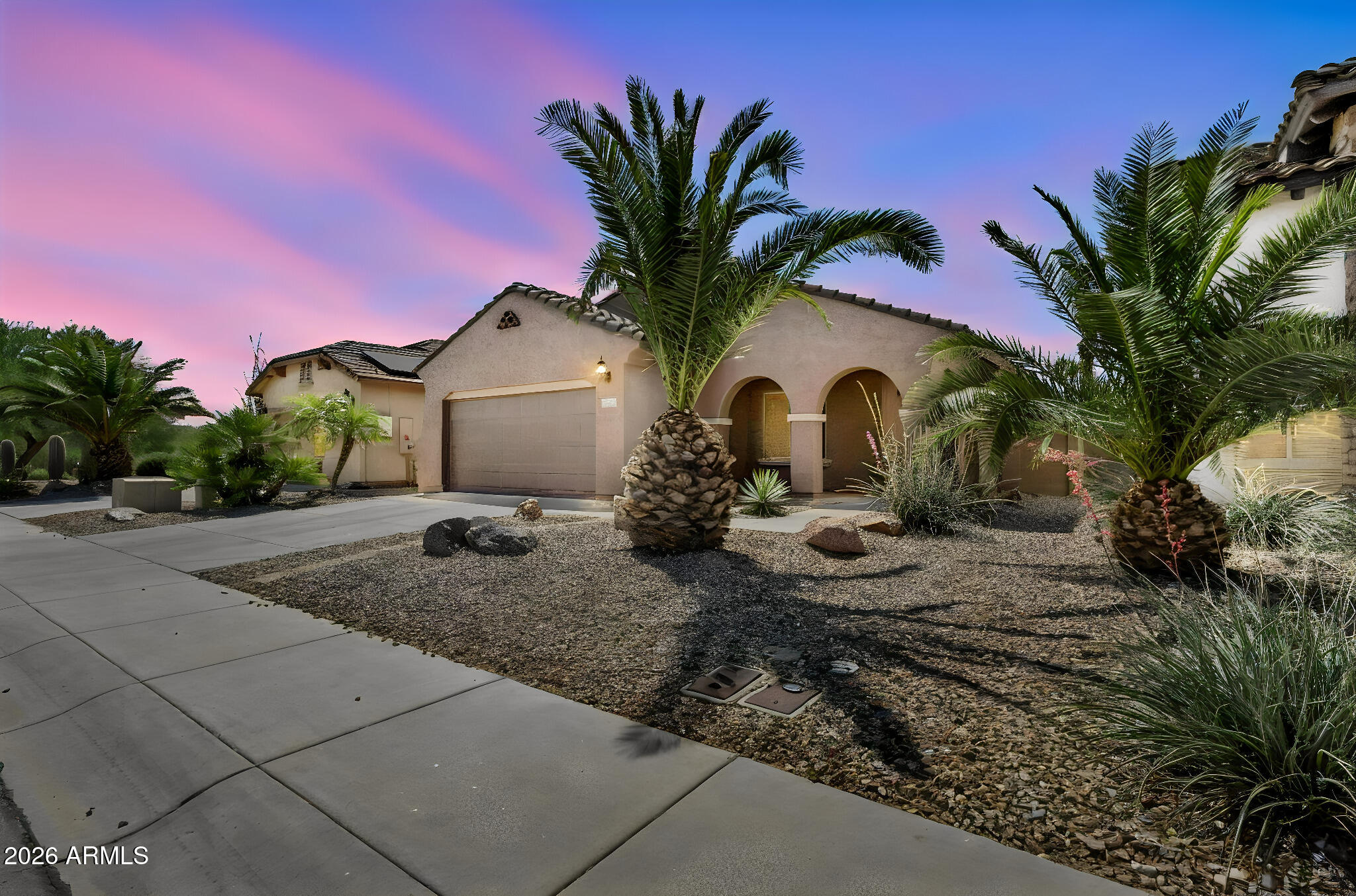 The best value for a single-story pool home in Parkside at Merrill Ranch has arrived. This true three-bedroom, two-bathroom residence features a highly desirable split floor plan that flows into an expansive open-concept family room and dining area. The gourmet kitchen is a chef's delight, anchored by a beautiful quartz peninsula island and equipped with a gas range and premium stainless steel appliances. Step outside to a private backyard oasis with no rear neighbors, where you can enjoy a sparkling pool, a relaxing hot tub, and plenty of patio space designed for grand-scale entertaining. The home is further enhanced by an epoxy-floored garage with a dedicated EV charging station and a solar lease for maximum energy efficiency. All of this is situated within the spectacular Merrill Ranch community, offering world-class amenities including a championship golf course, clubhouse, tennis and pickleball courts, a state-of-the-art fitness center, community pools, and a dedicated dog park.