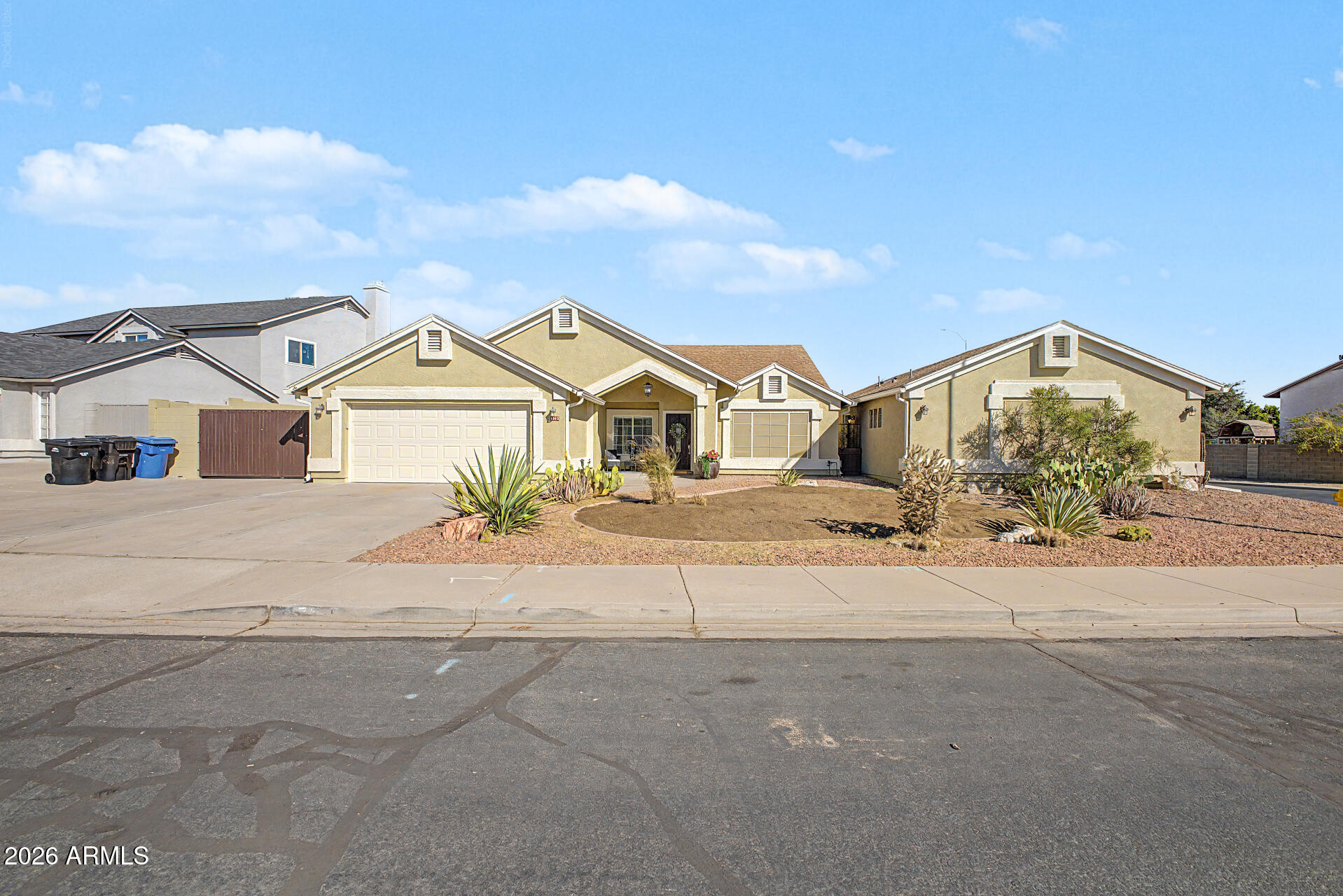 NO HOA | Detached Guest House | RV Parking | Corner Lot. Rare opportunity to own a beautifully maintained property featuring a 720 sq. ft. detached guest house (built in 2019), situated on a desirable corner lot with no HOA and RV parking. Recent improvements make this home truly move-in ready, including new carpet, fresh interior paint in the main home, fresh exterior paint on both the main home & guest house, a new microwave, and a new garage door. Inside, you'll find a light-filled formal living room with vaulted ceilings, recessed lighting, and beautiful wood flooring throughout the main living areas. The gourmet kitchen is designed for entertaining and everyday living with upgraded staggered cabinetry, crown molding, granite countertops, a large center island, double ovens & abundant storage. The spacious primary suite offers a large walk-in closet and private bath, while the hall bathroom has been recently updated with a tiled walk-in shower and new vanity. Step outside to enjoy the full-length covered patio complete with ceiling fans and lighting, creating the perfect space for relaxing or entertaining. The property also includes two storage sheds, an RV gate, and concrete RV parking. The detached guest house offers exceptional flexibility for multi-generational living, guests, a home office, or hobby space. Featuring wood-look tile flooring, a beautifully finished bathroom, and French doors leading to a private sitting area, it's a standout feature rarely found in today's market. Highlights: No HOA, Corner lot, Detached 720 sq. ft. guest house (2019) New carpet, Fresh interior paint (main home) Fresh exterior paint (main home & casita), New microwave, New garage door, Updated hall bath with tiled shower, RV gate and concrete RV parking, Two storage sheds, Covered patio with lighting and ceiling fans, Granite countertops and double ovens, Vaulted ceilings and wood flooring. A property with this combination of updates, flexibility, and guest/multi generational family accommodations is a rare find.