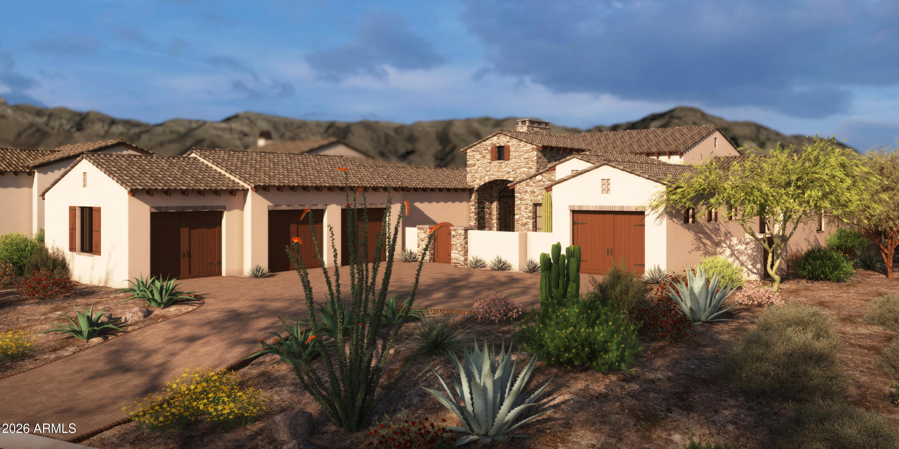 This stunning residence offers luxury living with breathtaking views of the iconic Superstition Mountains. Designed for both comfort and entertaining, the home features a spacious 4-car split garage, which is perfect for a workshop, golf cart, or additional storage.
Inside, you'll find four generously sized bedrooms, each with its own private ensuite bathroom, ensuring comfort and privacy for family and guests. The expansive primary suite serves as a true retreat, offering ample space and serene views.
The open-concept living area is anchored by a beautiful fireplace and flows seamlessly to the outdoors through an oversized sliding glass door, perfectly framing the mountain views. A versatile flex room provides the option for a fifth bedroom, media room, game room, or private workout space. All tailored to fit your lifestyle.
Step outside to your private backyard oasis featuring a sparkling pool and spa, ideal for relaxing or entertaining under Arizona's stunning sunsets.
All of this is located within the highly sought-after Superstition Mountain community, complete with 24-hour guard-gated security and world-class amenities.