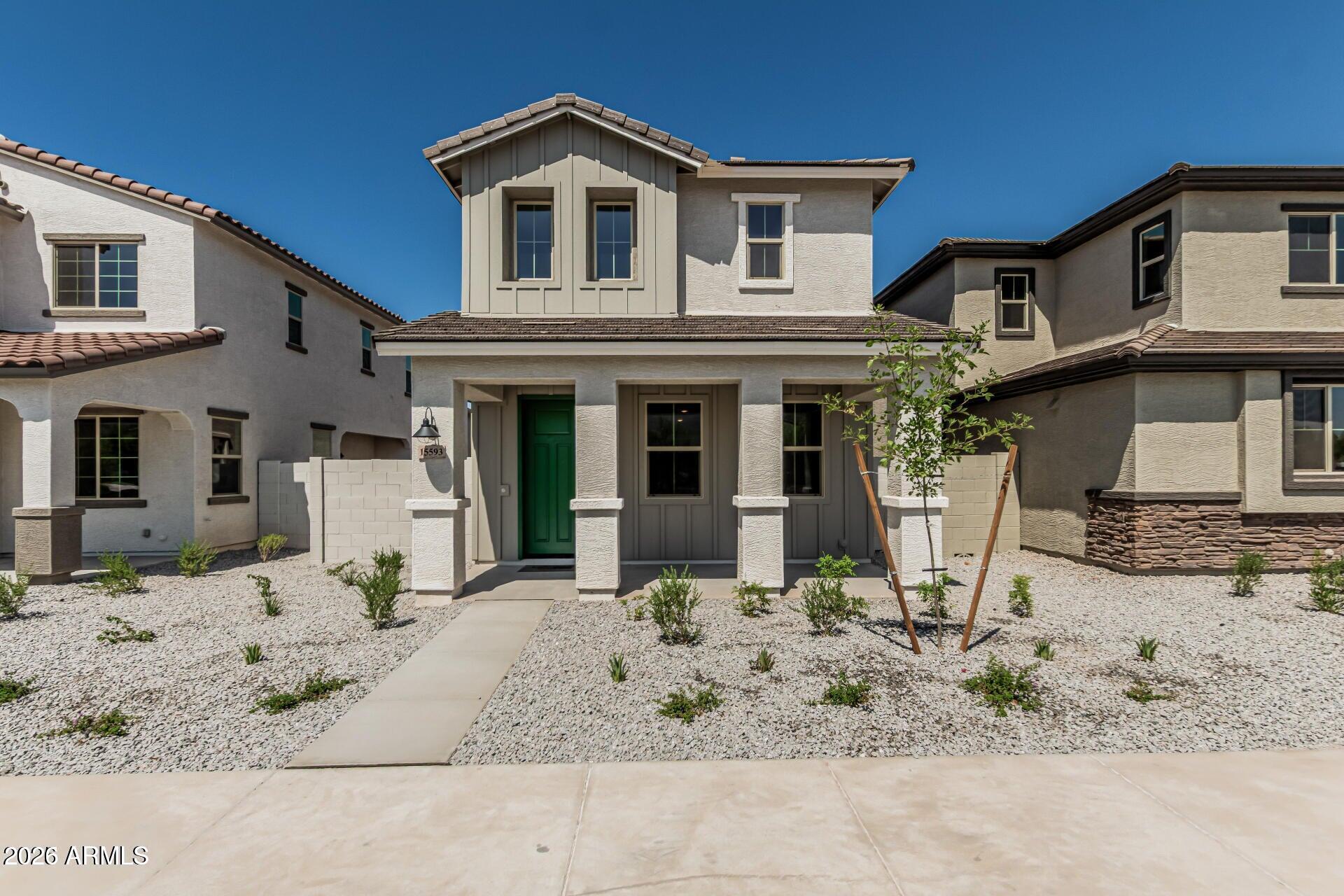 Move-in ready and barely lived in! This beautiful home is located in the highly desirable Estrella Master-Planned Community and is priced under $400K. 
This 3-bedroom, 2.5-bath High Performance Home features an open-concept layout with the great room, dining area, and kitchen thoughtfully designed for everyday living and entertaining. Enjoy upgraded flooring, two-tone paint, quartz countertops, upgraded cabinets, a side yard patio, and mission-style stair railing.

Upstairs, you'll find an open loft, two secondary bedrooms, convenient upstairs laundry, and a spacious primary suite with a massive walk-in closet and large walk-in shower. The home is also equipped for home automation and includes a built-in air purification system designed to promote a healthier lifestyle.