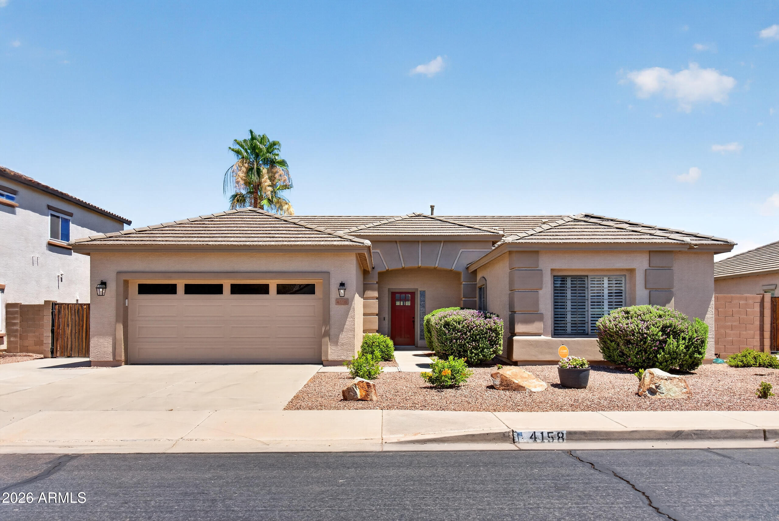 Imagine coming home every day to your own private resort in highly sought-after Sun Groves community of South Chandler. This beautifully updated single-story home features 3 beds, 2 baths, a dedicated office/den, and an open-concept floor plan designed for comfortable everyday living and effortless entertaining. Step outside to your private backyard oasis featuring a sparkling pool with tranquil water feature, and low-maintenance artificial turf throughout the backyard, perfect for relaxing Arizona evenings. Inside, you'll find thoughtful upgrades throughout, including plantation shutters in every room, fresh interior and exterior paint, brand new carpet, all new ceiling fans and light fixtures, updated shower doors, a new water heater, epoxy coated garage floor, and an AC unit less than a year old. Additional features include granite countertops, stainless steel appliances, abundant natural light, and a spacious primary suite with views of the backyard retreat. Located in the desirable Sun Groves community, residents enjoy parks, playgrounds, greenbelts, and convenient access to top-rated Chandler schools, shopping, dining, golf, and major employment centers. This move-in-ready home offers the perfect blend of comfort, style, and Arizona outdoor living.