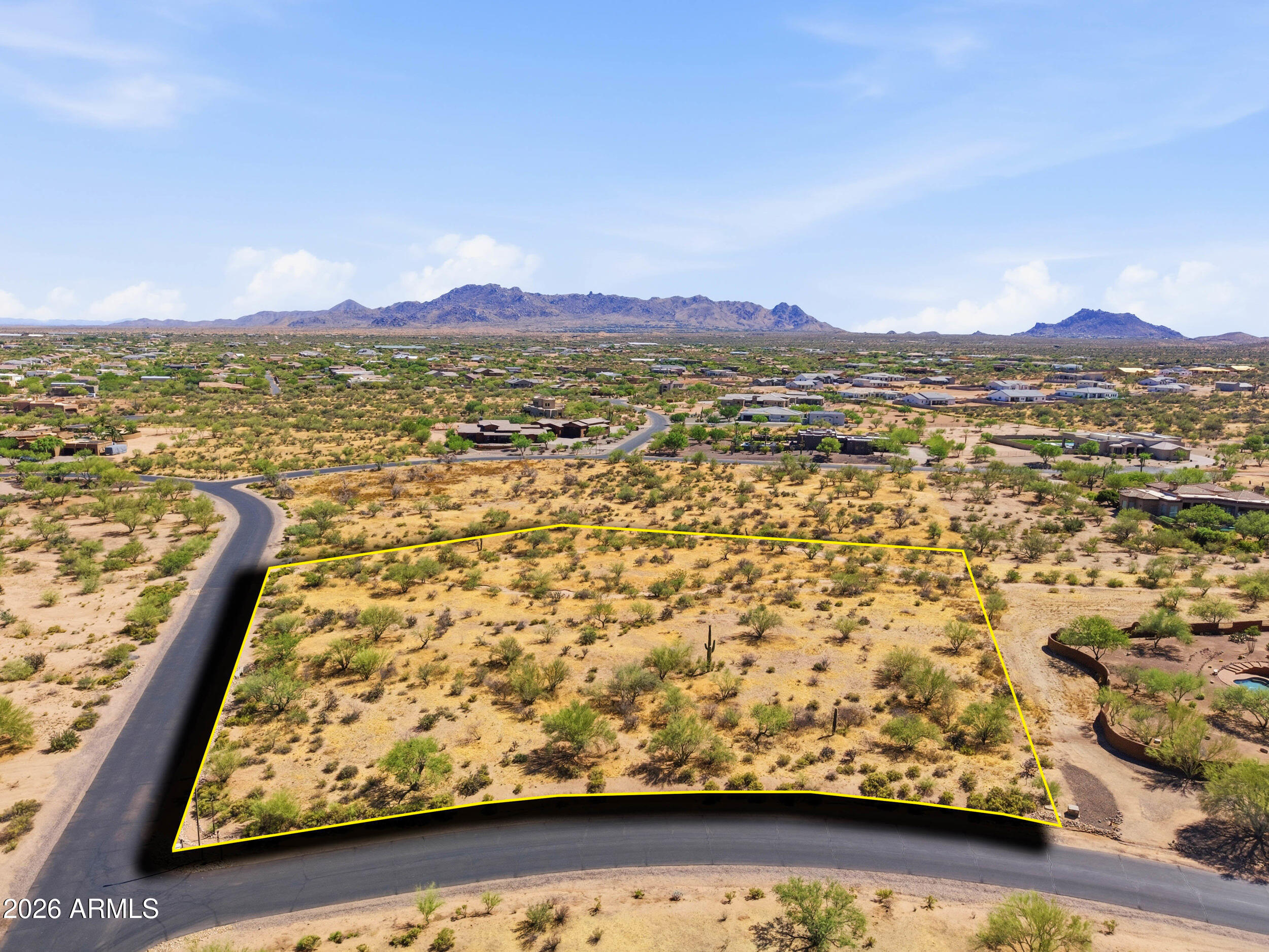 Build your dream home on this exceptional 2.6-acre elevated corner homesite in the gated equestrian community of Granite Mountain Ranch. Enjoy panoramic views of Granite Mountain, Four Peaks, the McDowell Mountains, and spectacular Arizona sunsets. A generous building envelope offers flexibility to design your custom estate while taking advantage of the elevated setting, natural wash, and surrounding Sonoran Desert landscape. 
Electric is available, and community water is provided by Granite Mountain Ranch's private well and reservoir system. 
Residents enjoy riding trails, arenas, round pens, and open desert, all just minutes from North Scottsdale, Carefree, Cave Creek, world-class golf, hiking, dining, and shopping.