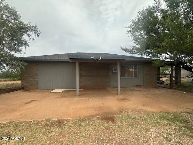 Wide open spaces 9.13 fenced Ac's Tree lined wash borders property. Solid brick 1260 sq.ft.  2-bedroom remodeled bathroom home. Storage and horse facilities.
2 Septics great for RV hook up. Enjoy the amazing mountain views from 2 covered patios.