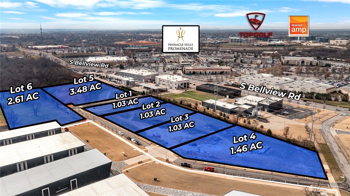Prime 12.76± acre development opportunity in the heart of Pinnacle Hills—NWA’s fastest-growing entertainment district. Ideally located between Fortune 500 companies Walmart and J.B. Hunt, and adjacent to Pinnacle Hills Promenade Mall. Property offers frontage on 31st Street, Hampton Rd, and Green Acres with excellent visibility and access. Directly in front of the gated, high-end Marque Collection Suites community. Surrounded by premier dining, shopping, entertainment, Mercy Hospital, Razorback Greenway trails, and quick access to I-49. Area seeing rapid growth with apartments, townhomes, restaurants, and retail underway. Ideal for mixed-use, multifamily, hospitality, entertainment, or upscale retail. Willing to split. 
Zoning: T5.2 Towncenter Medium | T2 Rural | UT-RC Future Land use.  Also listed as: MLS #’s 1332662, 1336550 and 1334618