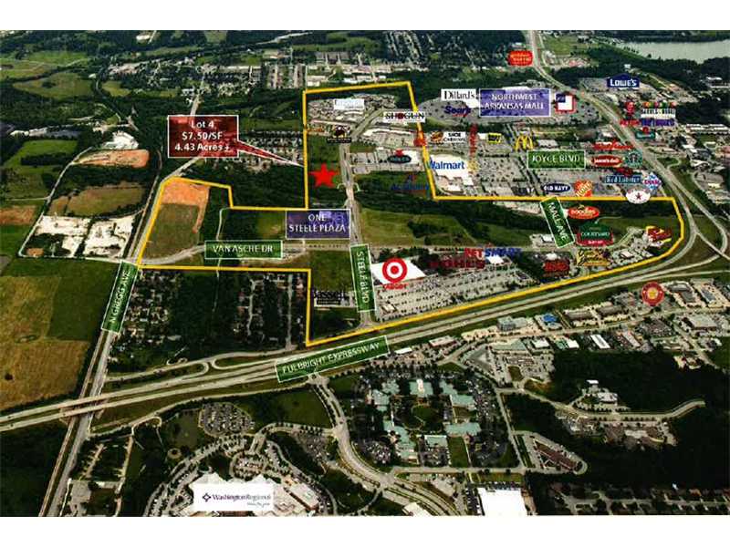 This lot contains 6.44 total acres with (4.43 useable acres) Easy access to I-540. This lot is across from the new Academy Sports and prime "Uptown Fayetteville" location.