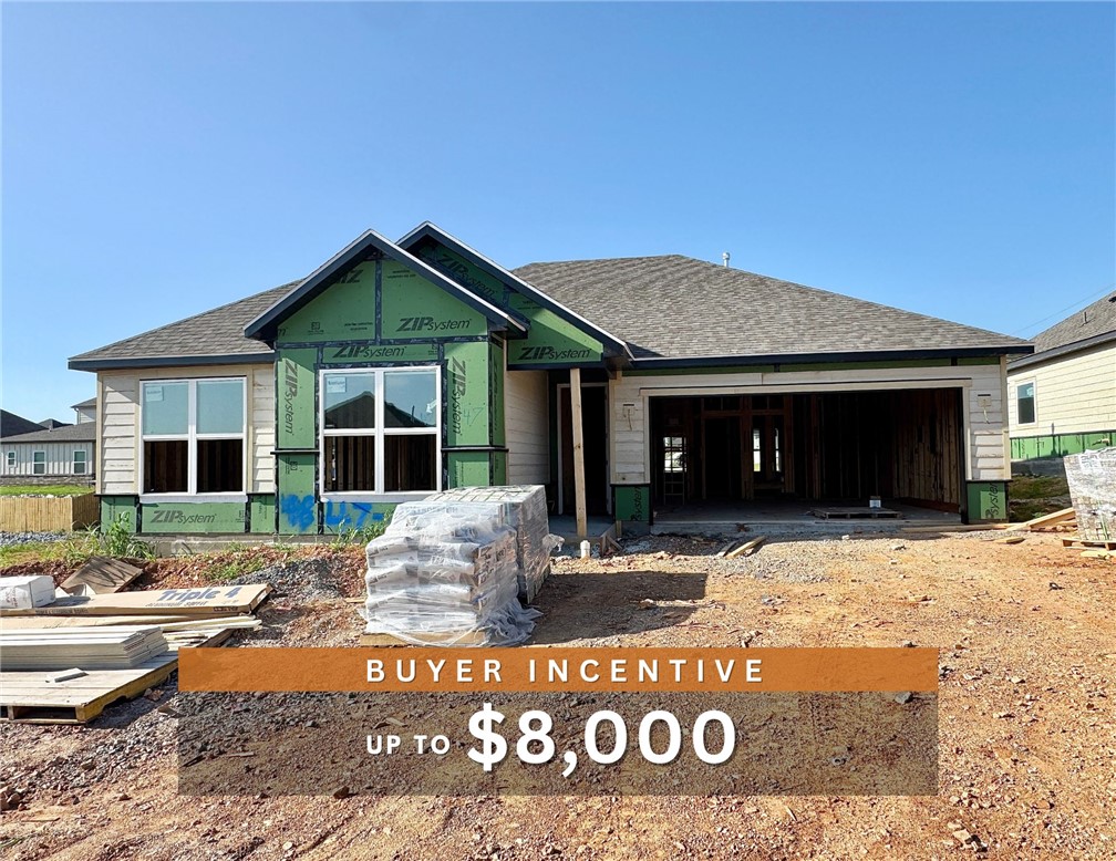 Up to $8,000 BUYER INCENTIVE. Discover your dream home in the sought-after Osage Hills neighborhood. Benton plan with garage on the right and North facing! 10 ft ceilings in the living/kitchen area, linear electric fireplace in the living, 1 level, LVP flooring throughout the main living areas and primary bedroom, quartz countertops and more. Chef's kitchen boasting frigidaire stainless steel appliances, gas range, pantry, quartz countertops, bar pull handles, large island and gorgeous backsplash. Luxurious primary bedroom features abundant natural light, while the spa-like primary bathroom offers a walk-in shower, double sinks, and spacious walk-in closets. Additional features include three large secondary bedrooms and a separate laundry room. Nestled on a generous lot with covered patio that overlooks the serene sodded, fully fenced backyard. Model home located at 6008 SW Coywolf St- Lot 122.