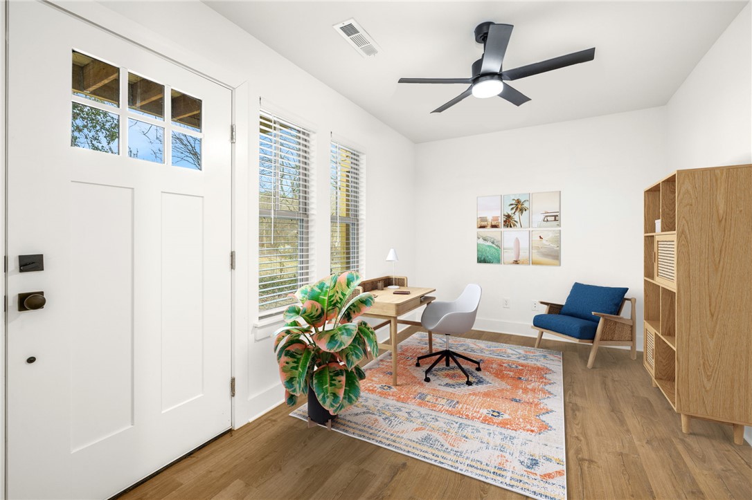 Brand New 1br 1-car garage Brick Townhome close to UofA and Downtown Fayetteville. Elevated deck off kitchen with a home office and fiber internet available. Brand new Fridge and Washer/Dryer and blinds included. Garage has extra room for storage, and a 220- charger for your EV vehicle. Energy efficient with spray foam and sound insulation. South facing roof offers potential for solar addition. Perfect for someone looking for low maintance home, a second home or investment. Seller has a preferred local lender familiar with the property.