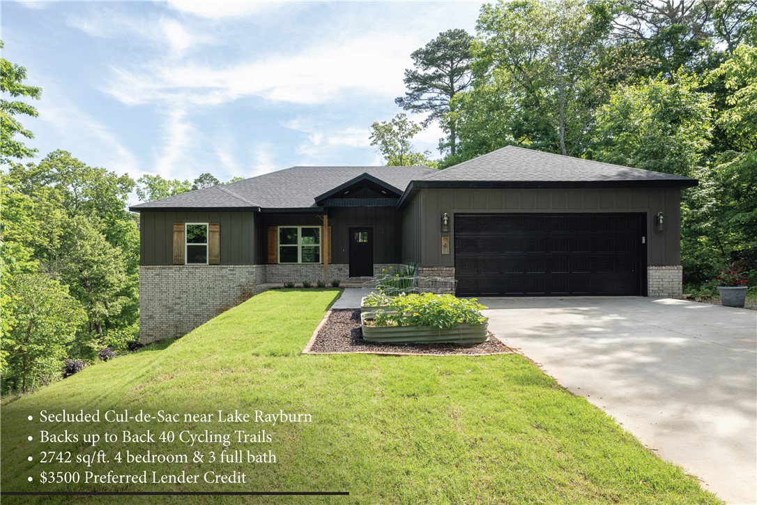A craftsman tucked into a very private, quiet nook, you'll walk past a koi pond into a  kitchen complete with a COSMO gas range, quartz counters, custom wood cabinetry and extra large island perfect for gatherings. Foggy Ozark mornings bring mist into the tree line; sellers liken it to sitting on a cloud. Whole-house & RO water filtration and organically kept yard & garden for your health. Double wood decks, finished basement with matching hardwood floors. Trails, lake, Bentonville just minutes away.